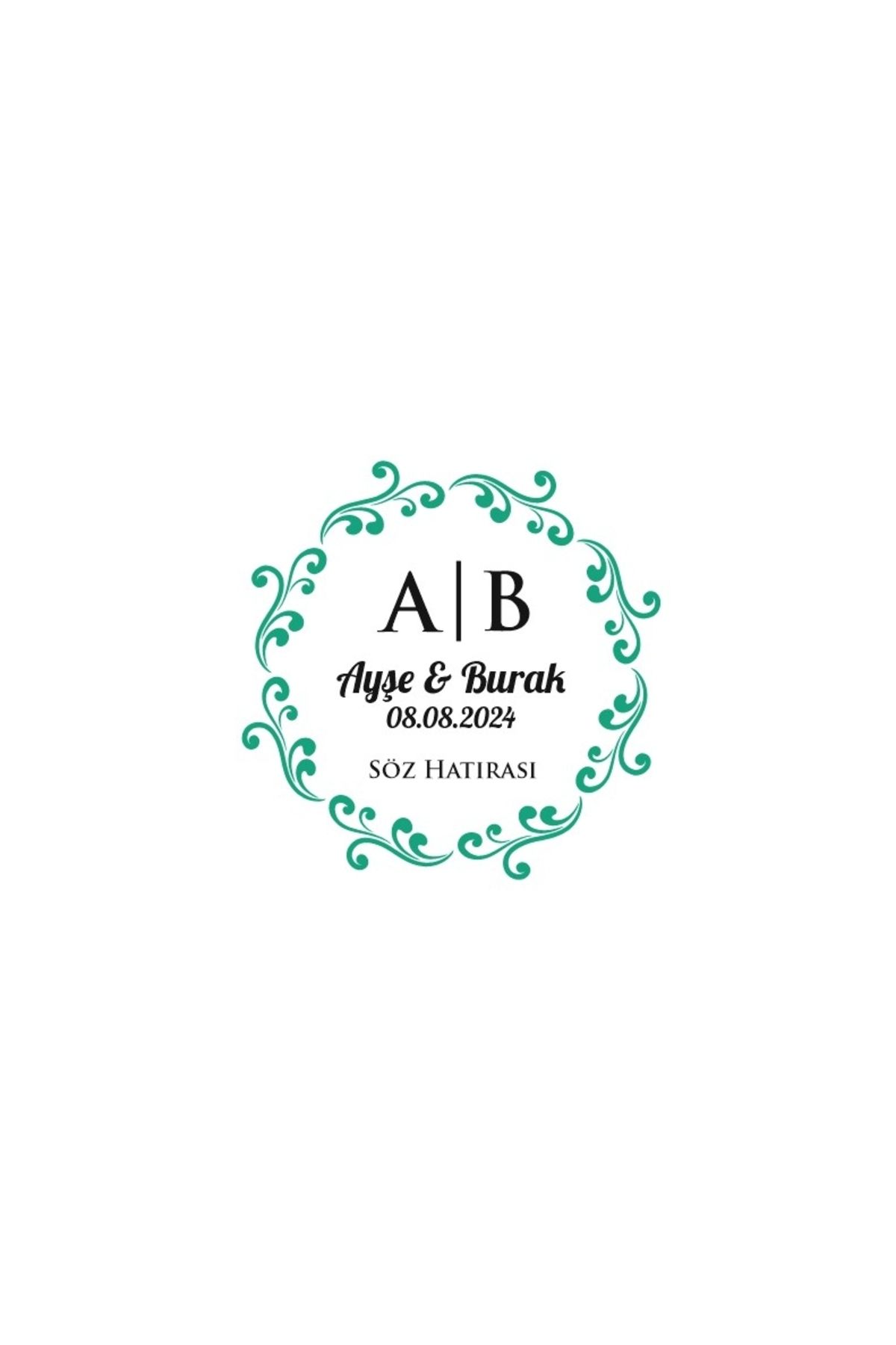 Reysa Tasarım Zincir Çerçeveli Kare Mühür Kına Nişan Düğün 3x3 cm özel etiket / 50 adet sticker