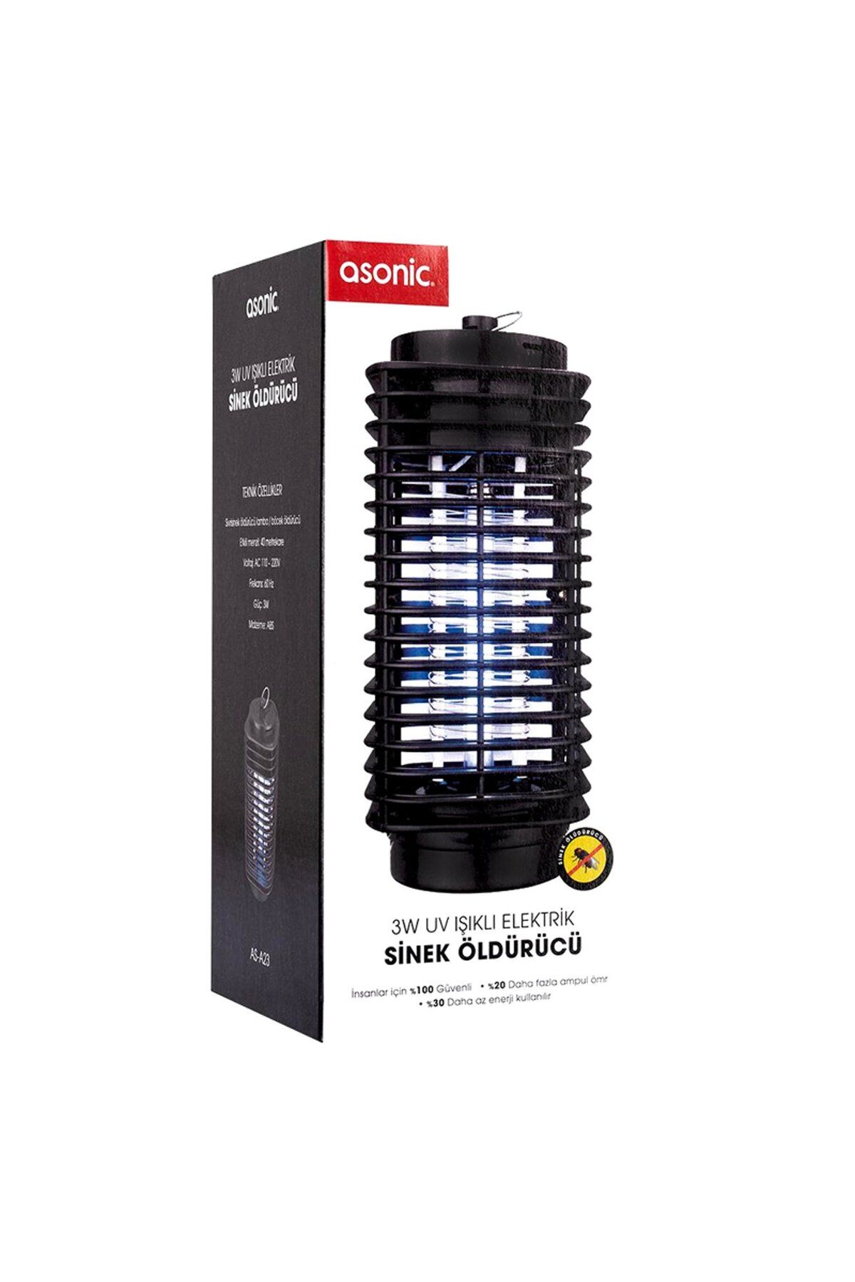 Asonic S23 Pro Si̇yah 3w Açilabi̇len Alt Kapak Kokusuz Taşinabi̇li̇r Led Mavi̇ Işikli Si̇nek Öldürücü