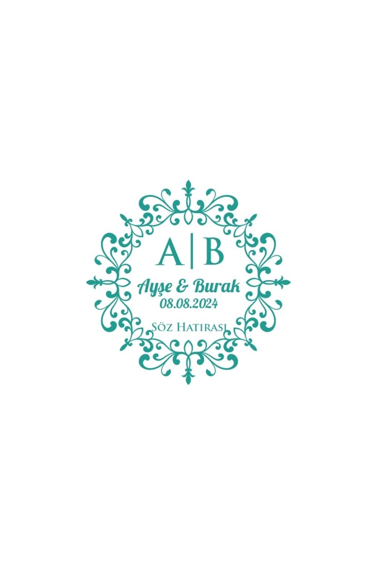 Reysa Tasarım Şekilli Dalgalı Dikdörtgen Mühür Kına Nişan Düğün 3x3 cm özel etiket / 50 adet sticker