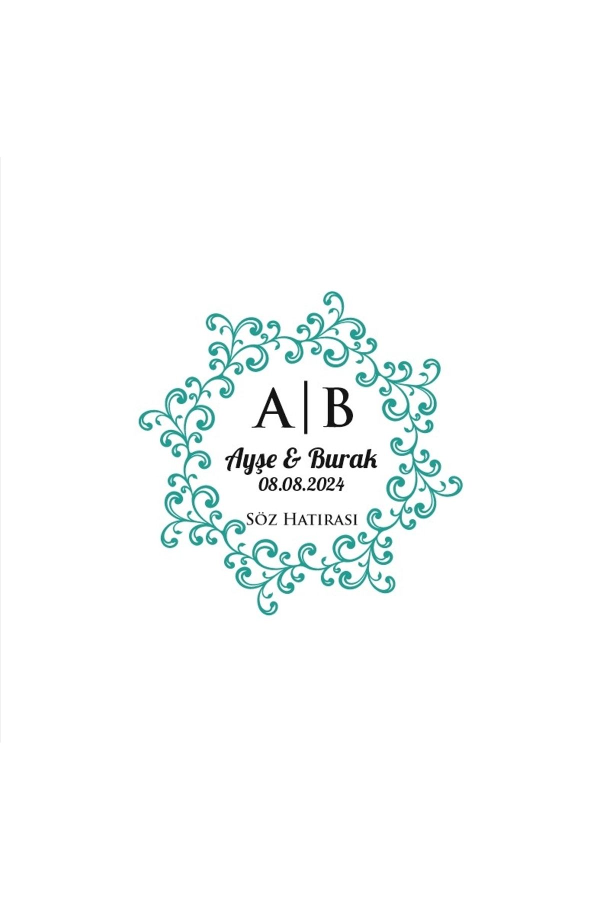 Reysa Tasarım İnce Çerçeveli Dikdörtgen Mühür Kına Nişan Düğün 3x3 cm özel etiket / 50 adet sticker
