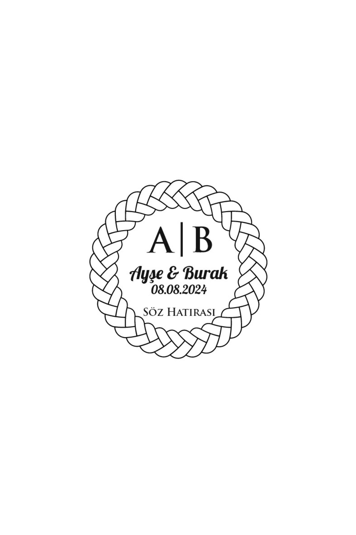 Reysa Tasarım İnce Örgülü Çerçeveli Yuvarlak Mühür Kına Nişan Düğün 3x3 cm özel etiket / 50 adet sticker