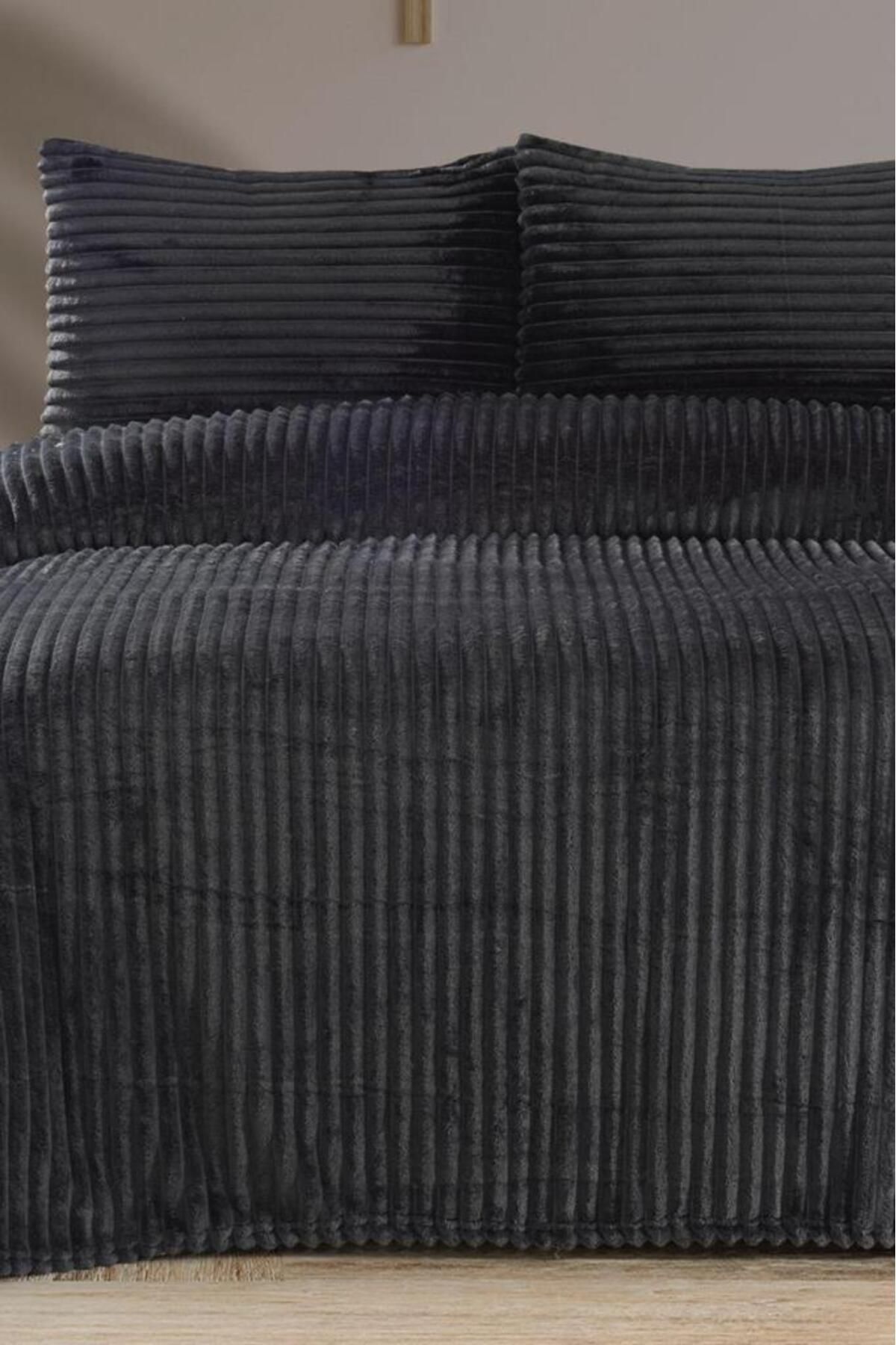 Çeyiz Diyarı Amila Çift Kişilik 220x240 Cm Yatak Örtüsü Antrasit