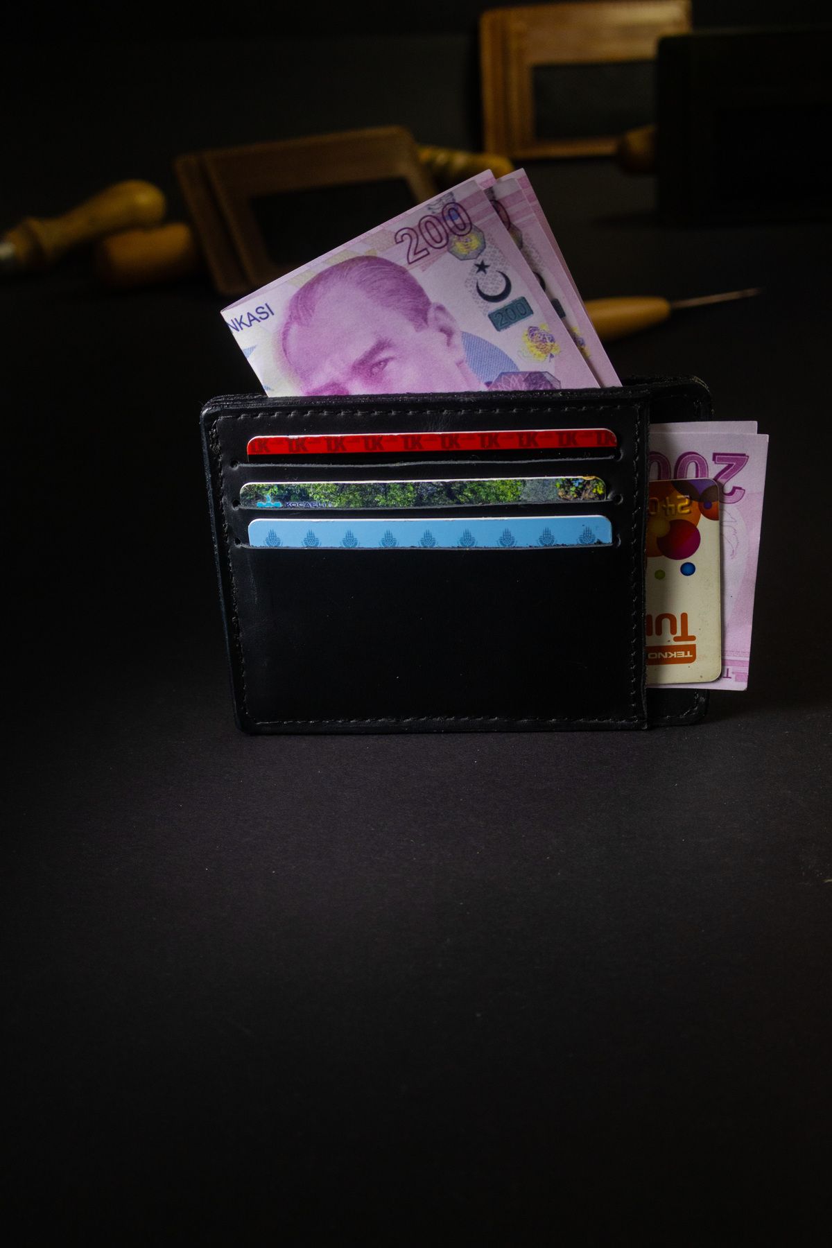 Tauran Orijinal Hakiki Deri Kağıt Para Bölmeli Kredi Kartlık Cüzdan Portföy Süper İnce Kartlık Unisex