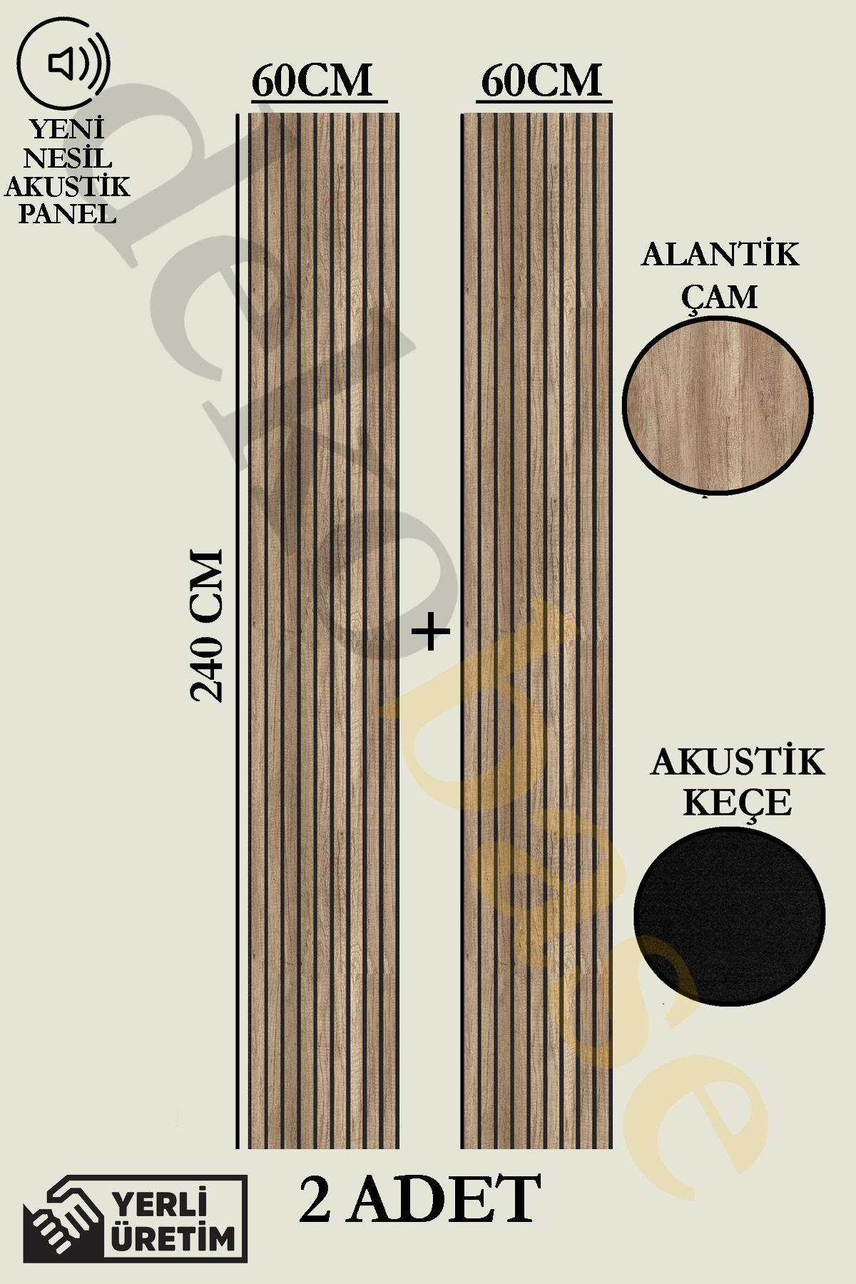 dekobase Atlantik Çam (2 ADET) 60x240cm Yeni Nesil Akustik Ahşap Duvar Paneli