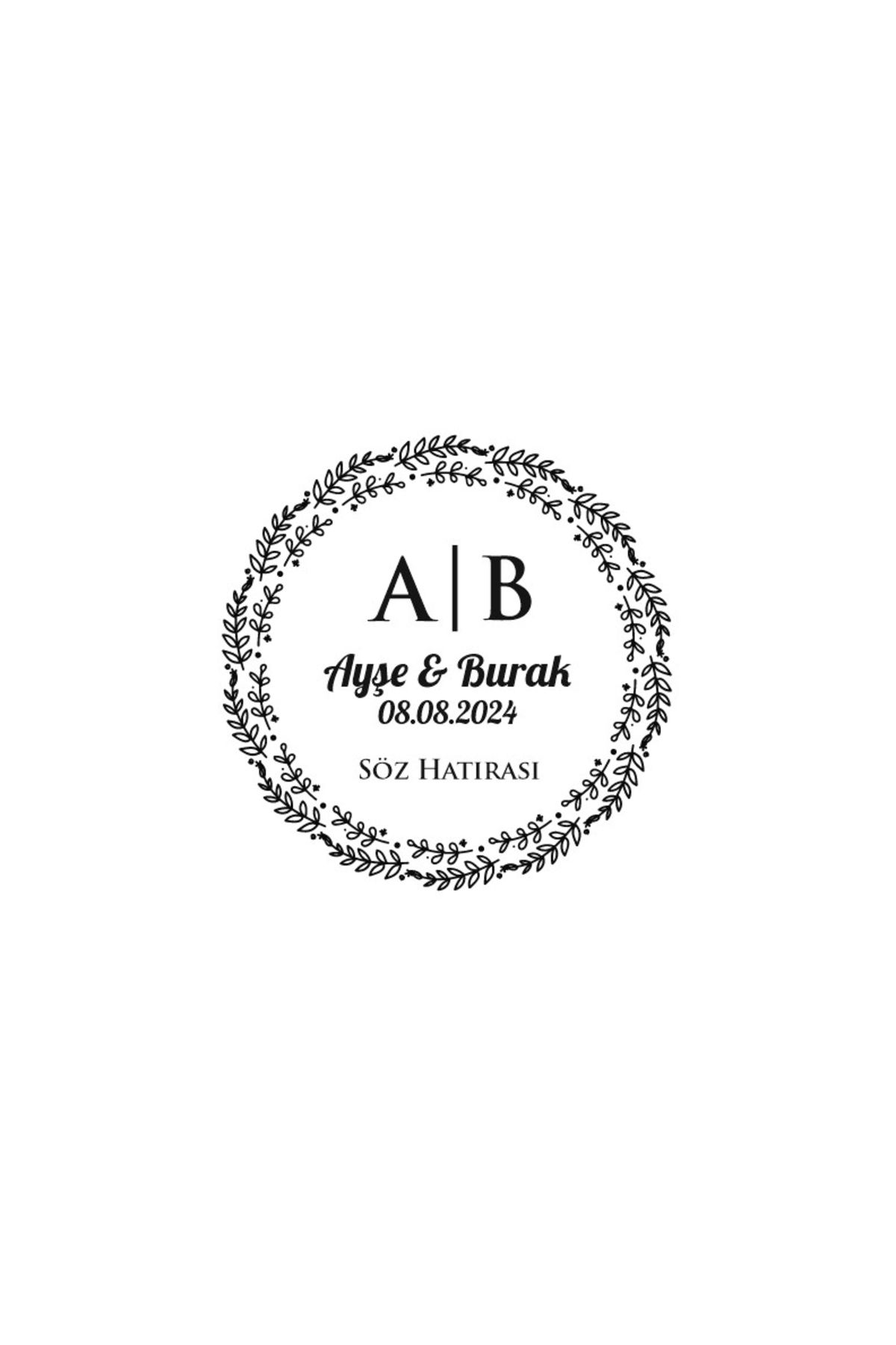 Reysa Tasarım İki Taraflı Çiçek Desenli Dikdörtgen Mühür Kına Nişan Düğün 3x3 cm özel etiket / 50 adet sticker