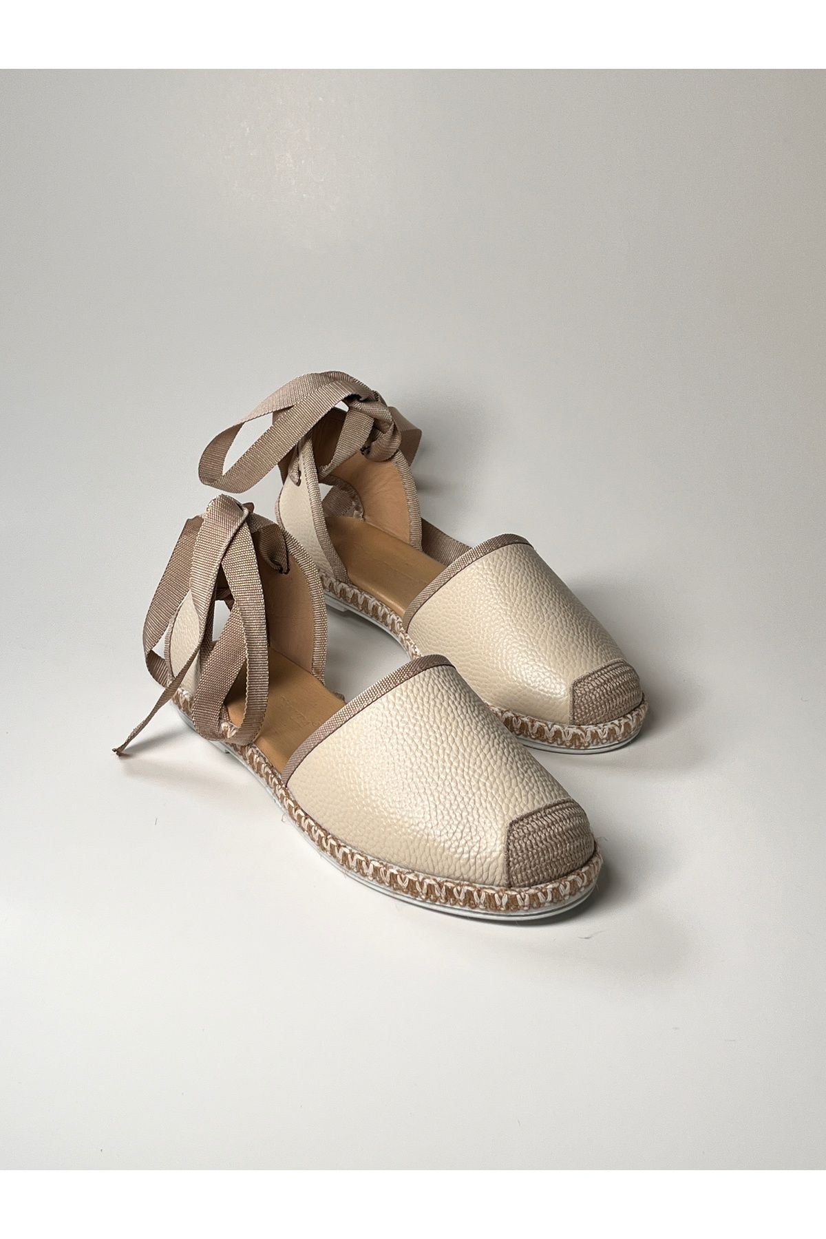 futsi shoes Bilekten Bağlamalı Deri Espadril Babet