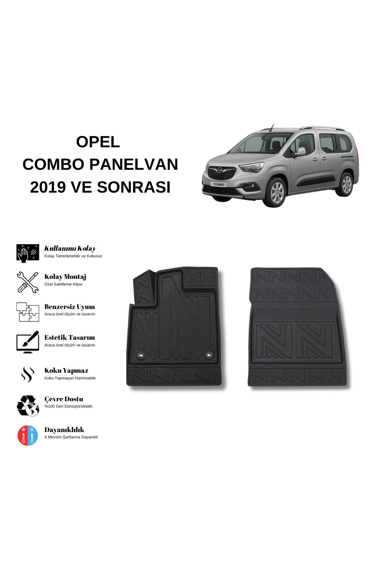 AutoWeller Opel Combo Panelvan 2019 ve Sonrası 3D Havuzlu Oto Paspas
