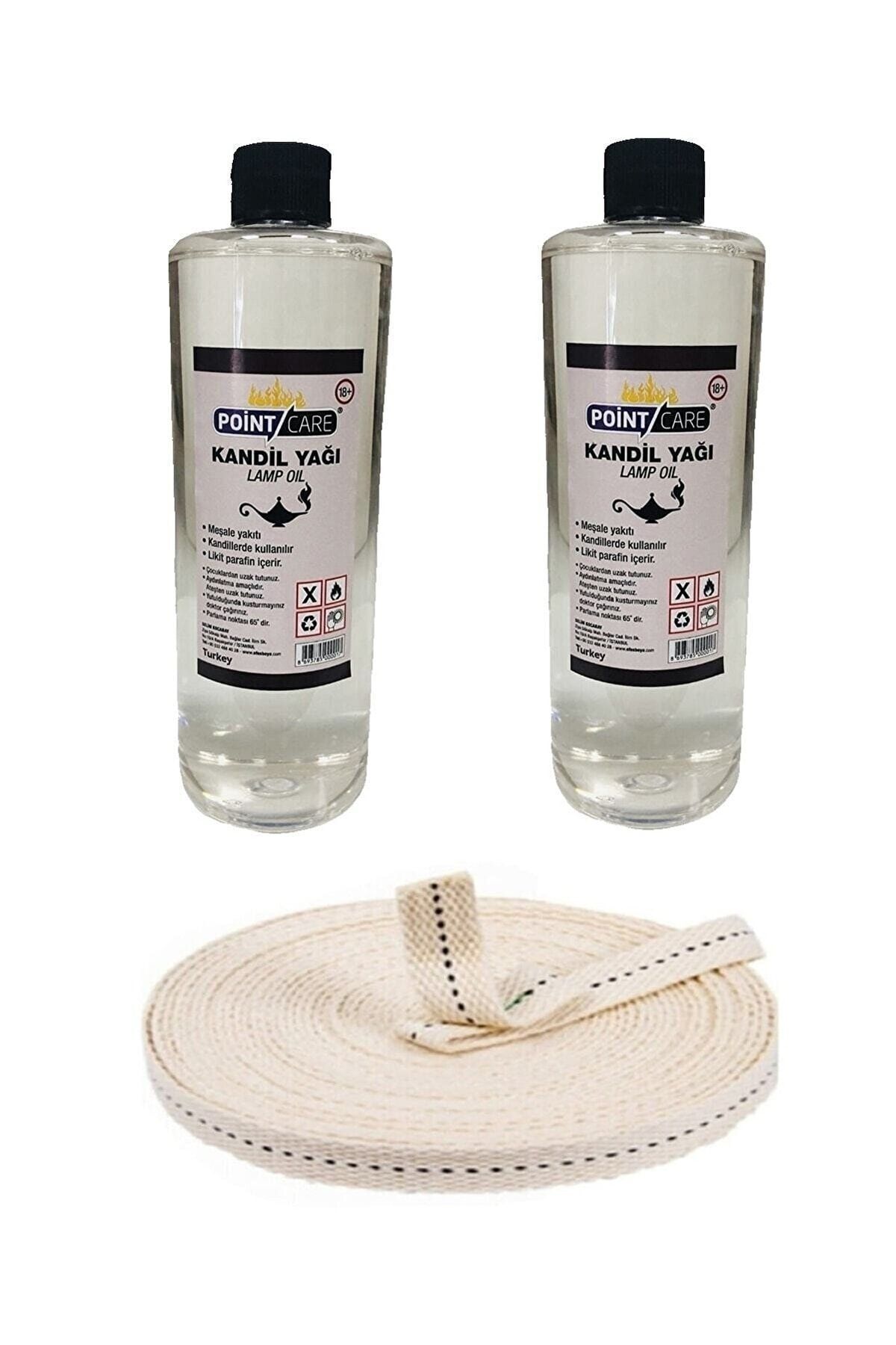 DEKORANLA 2 Adet Şeffaf Kandil Yağı, Kokusuz, Dumansız, İç Mekan Gaz Lambası, 400 ml, 1 Metre Fitil