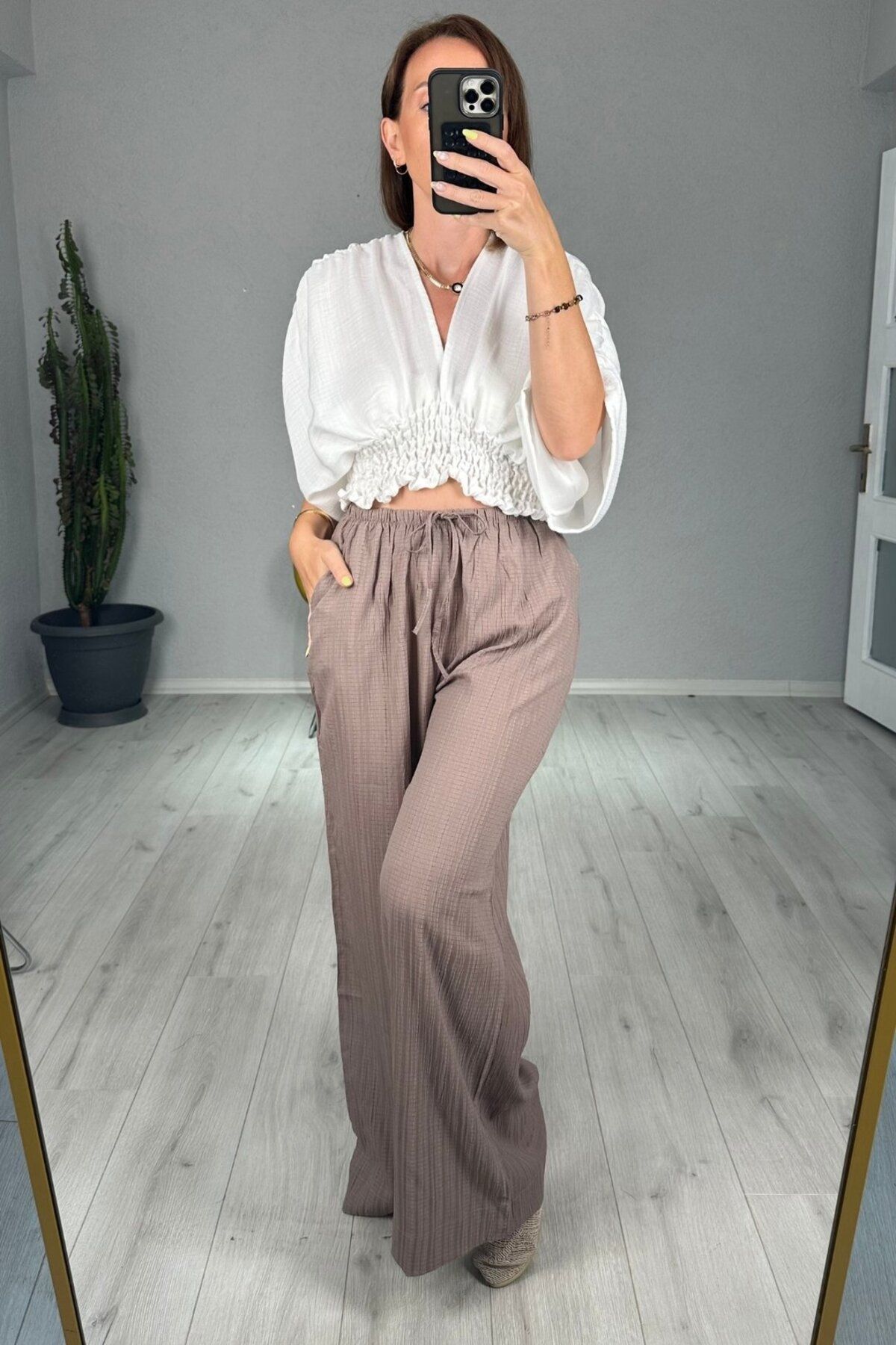 lady special Gofre Beli Latikli Palazzo Pantolon