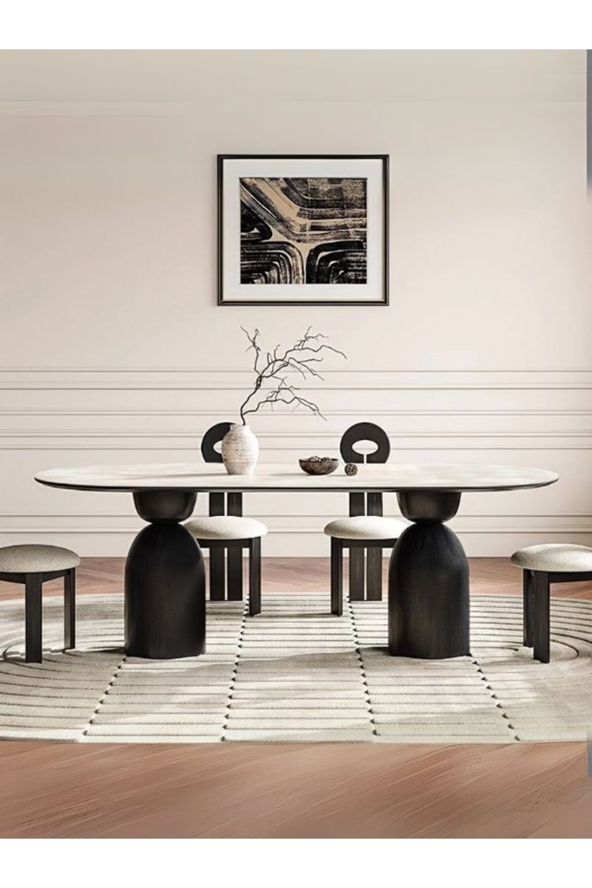 Gazzini Furniture İmperial İtalyan Still Oval Ahşap Yemek Masası 80x180