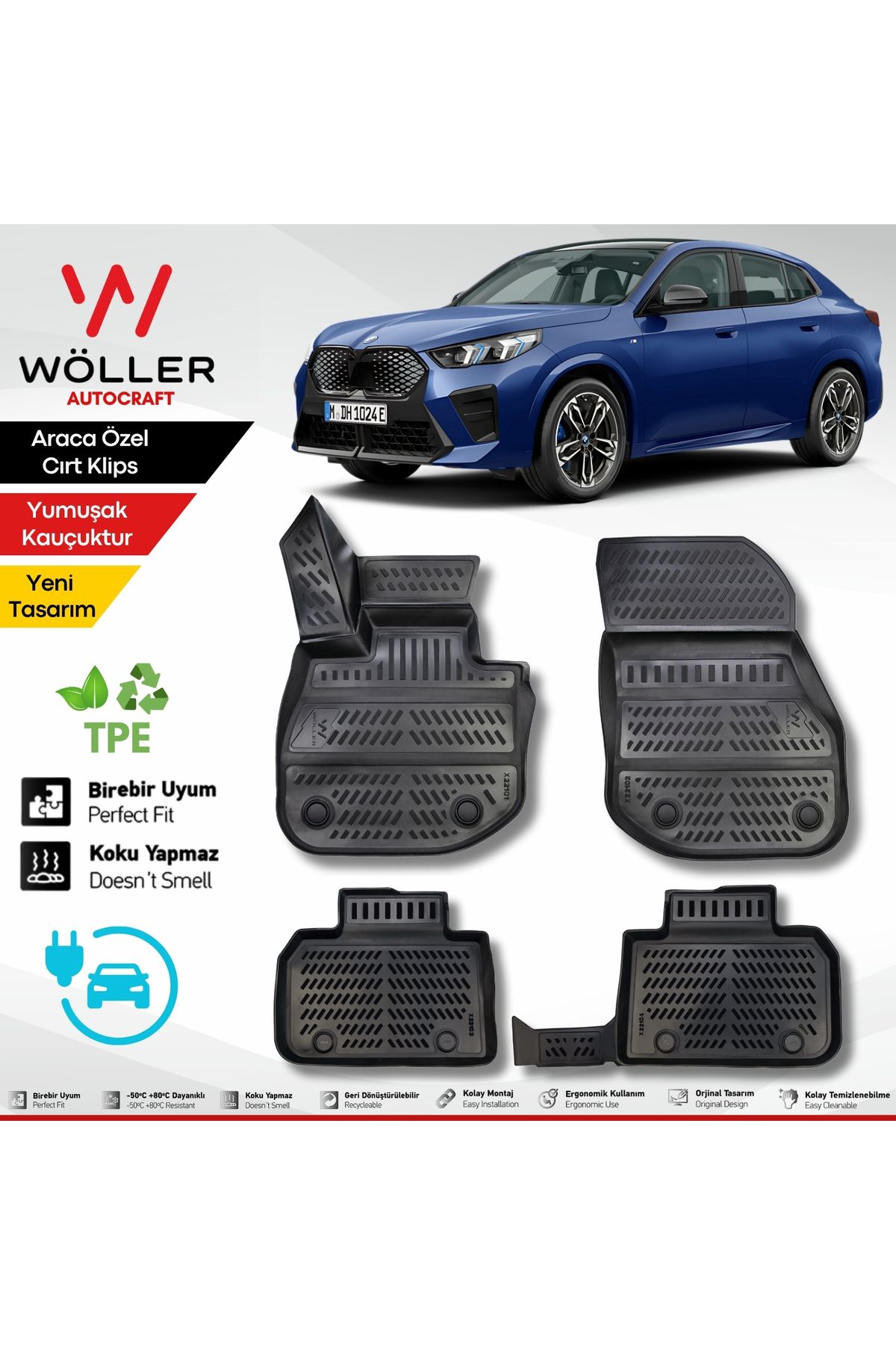 wöller Bmw İX2 Paspas Elektrikli 2024 Sonrası Uyumlu 3d Havuzlu Wöller Paspas