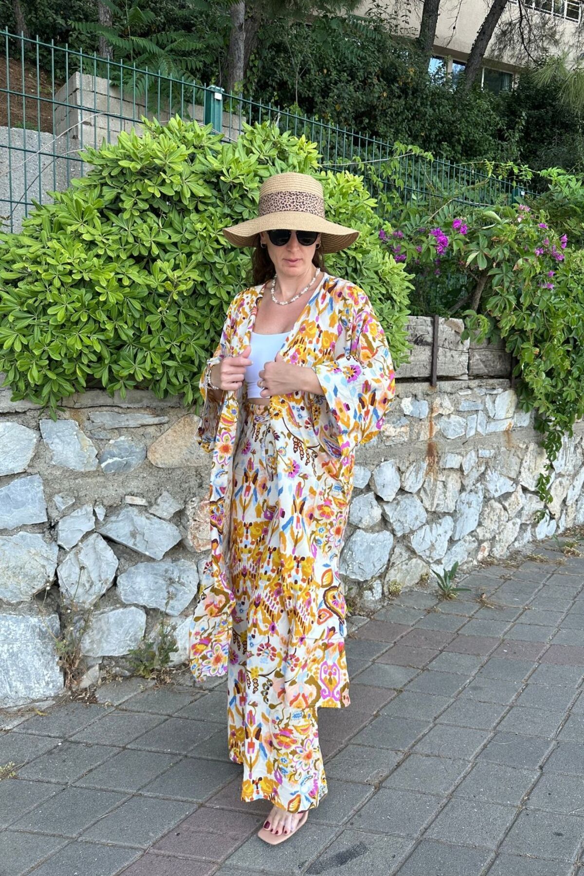 lady special Desenli Kimono Pantolon Takım