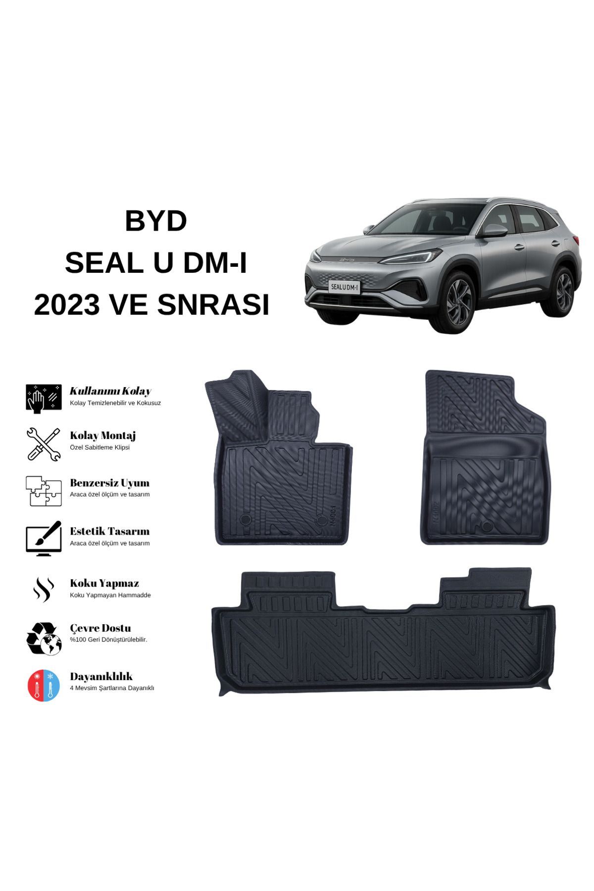 AutoWeller Byd Seal U DM-i 2023 ve Sonrası 3D Havuzlu Oto Paspas