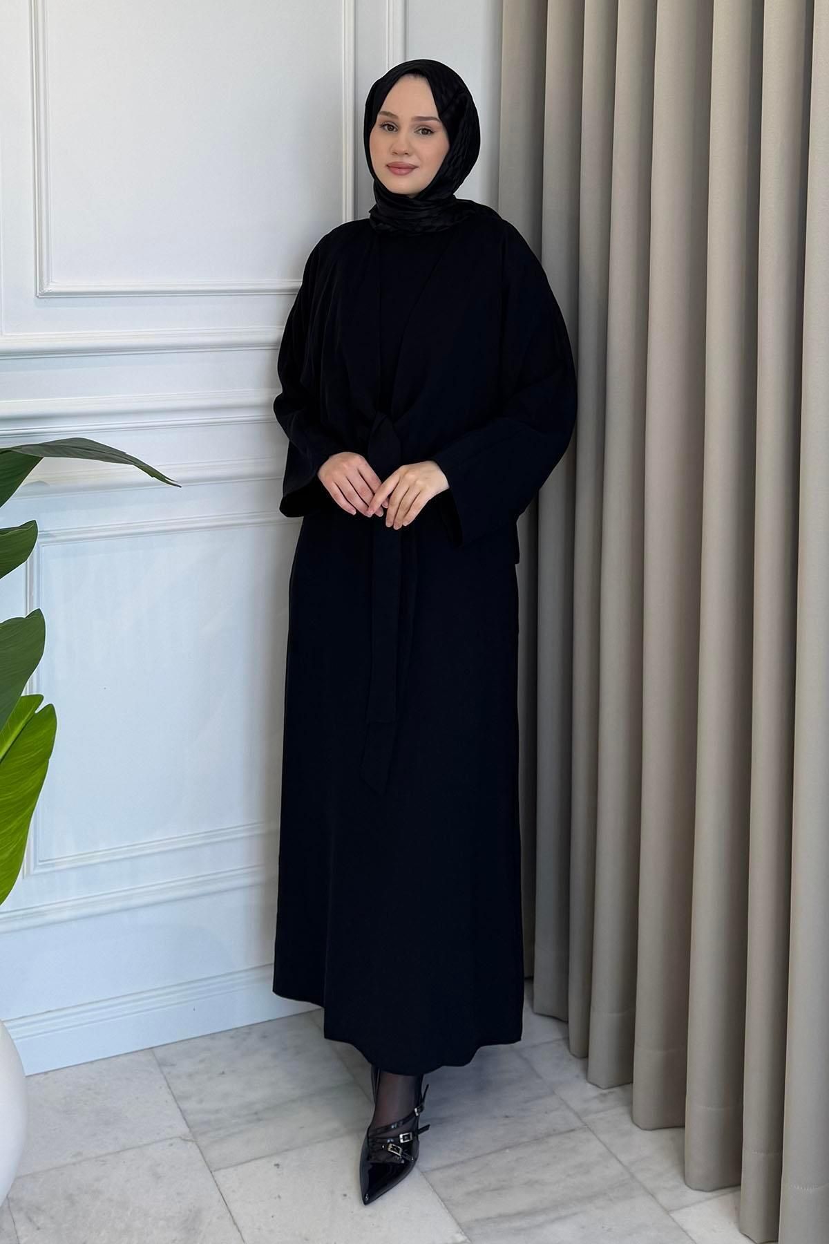 Beige Store Ceketli Önden Bağlamalı Elbise Siyah