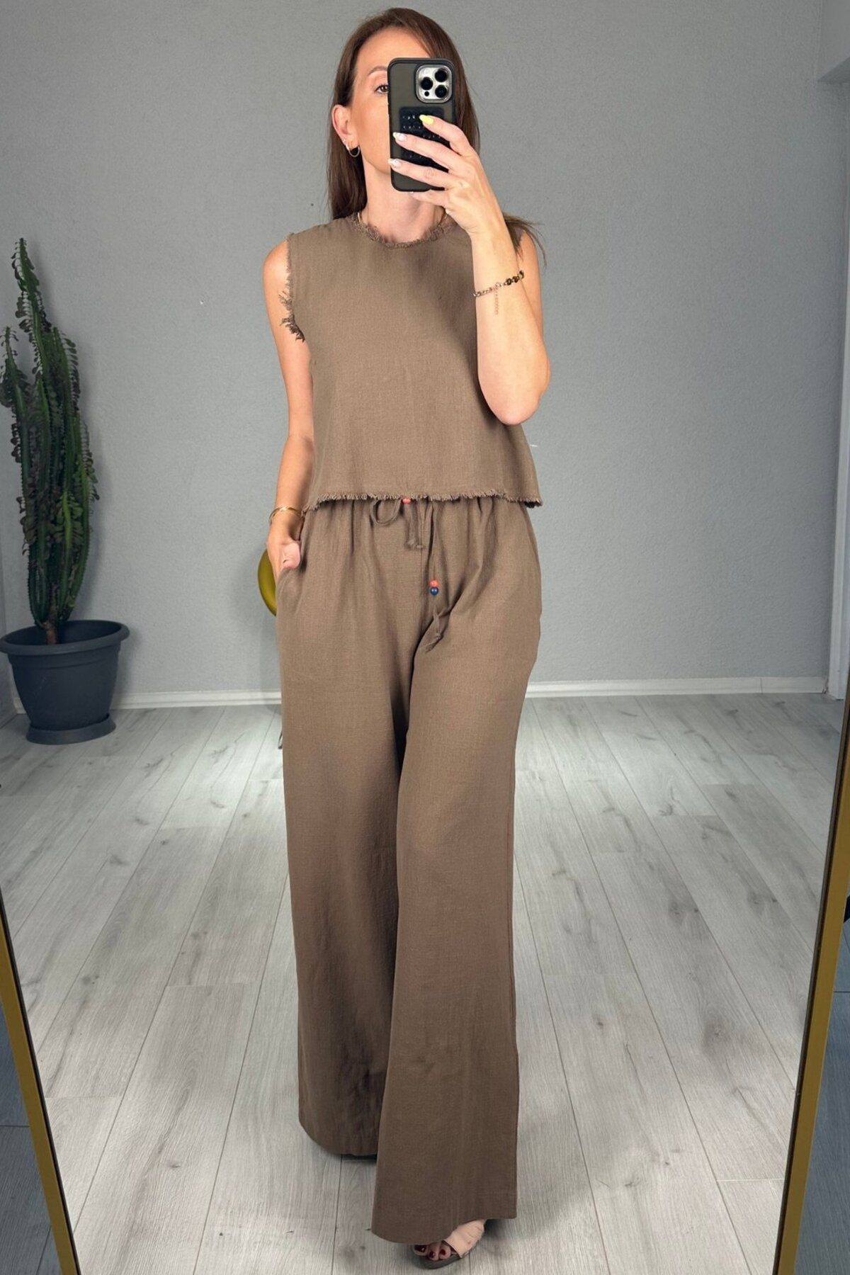 lady special Keten Pantolon Bluz Takım