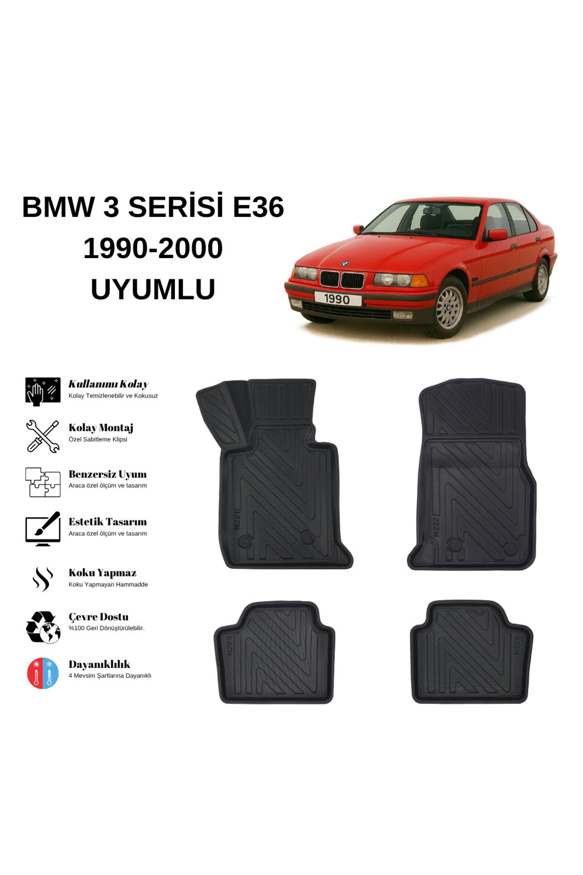 AutoWeller Bmw 3 Serisi E36 1990-2000 3D Havuzlu Oto Paspas