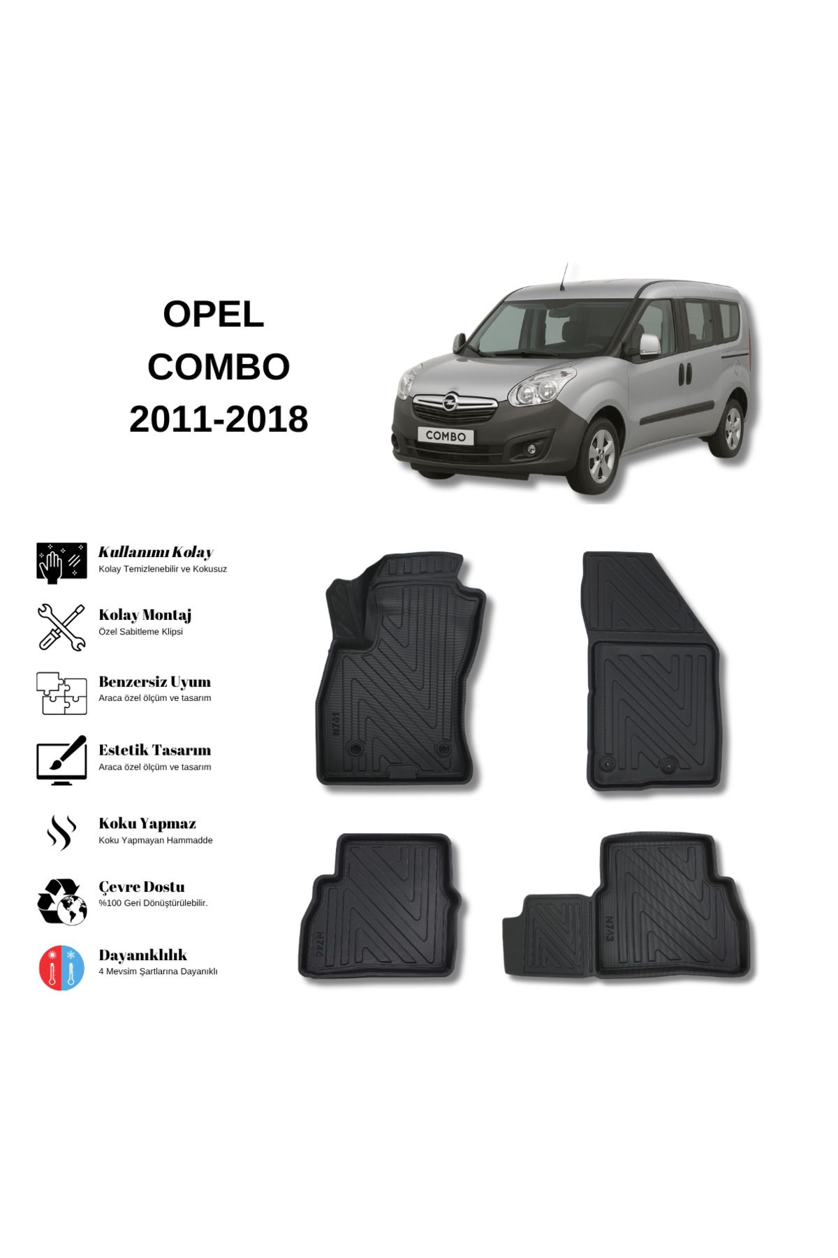 AutoWeller Opel Combo 2011-2018 3D Havuzlu Oto Paspas