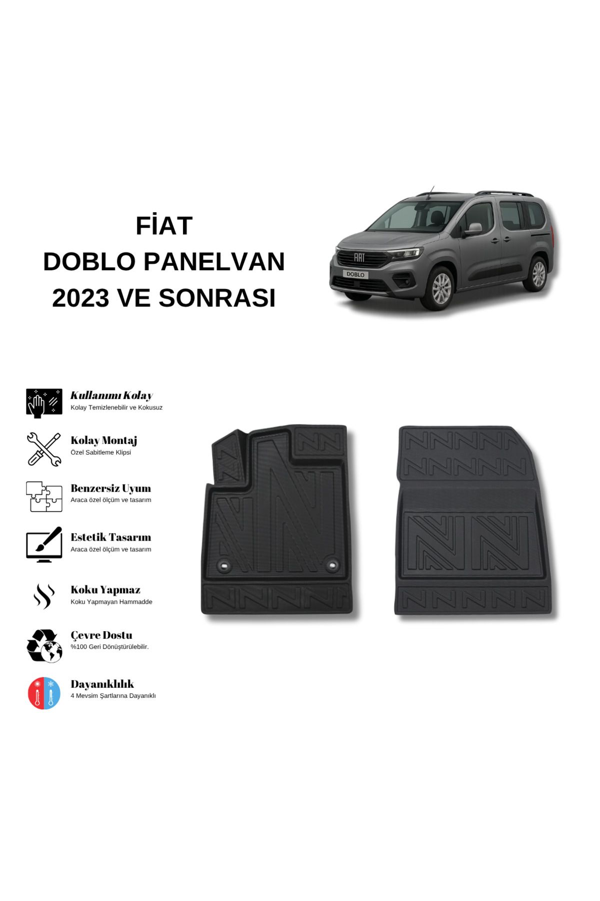 AutoWeller Fiat Doblo Panelvan 2023 ve Sonrası 3D Havuzlu Oto Paspas