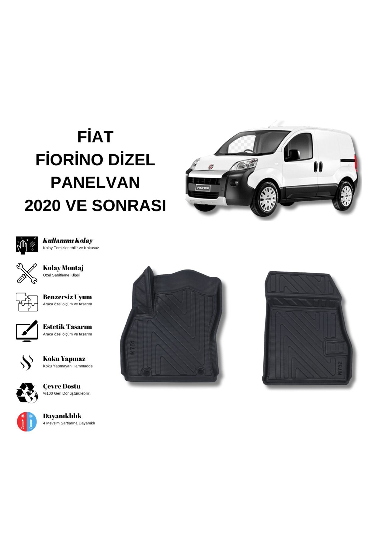 AutoWeller Fiat Fiorino Dizel Panelvan 2020 ve Sonrası 3D Havuzlu Oto Paspas