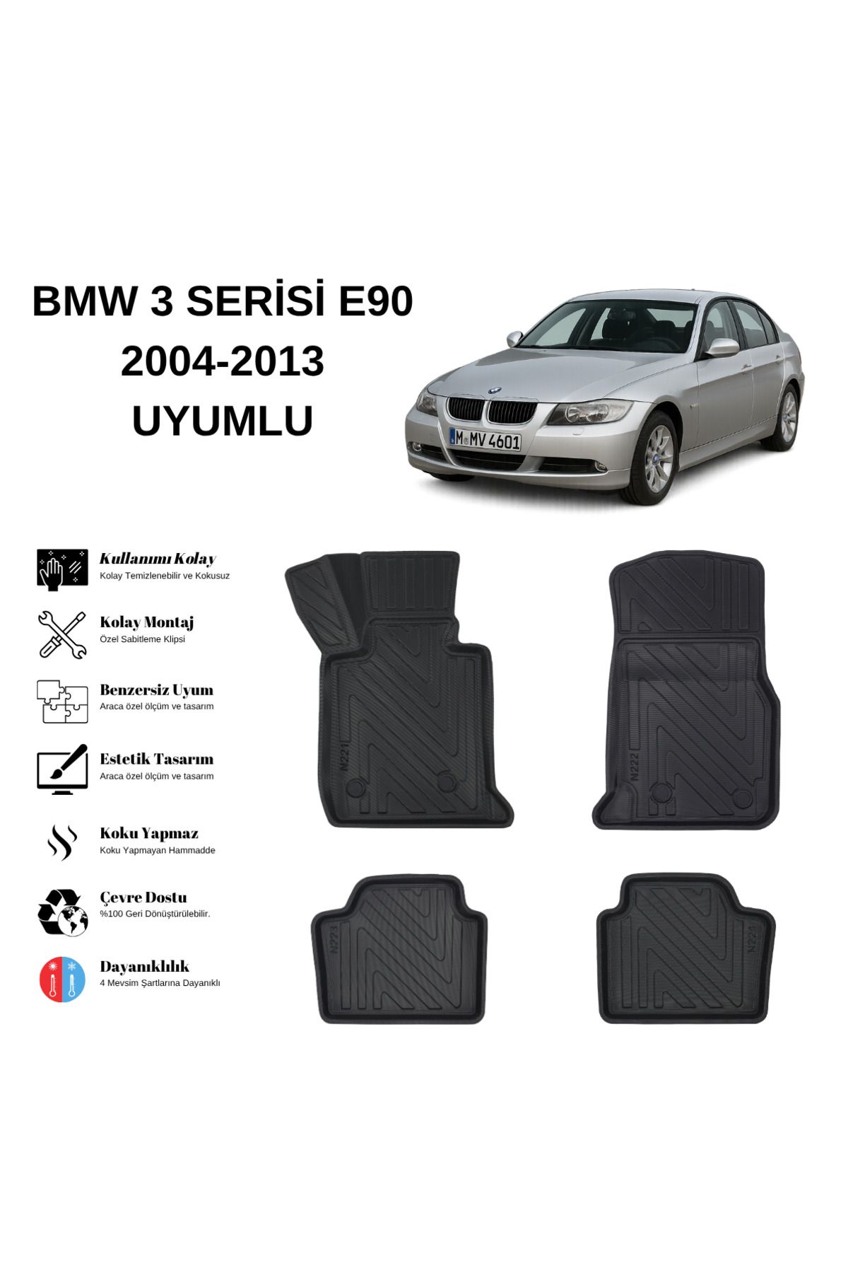 AutoWeller Bmw 3 Serisi E90 2004-2013 3D Havuzlu Oto Paspas