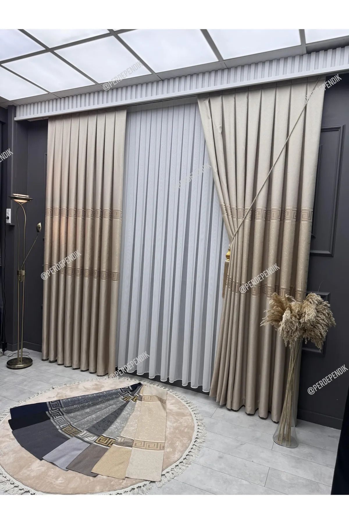Navessa Home Collection Fon Perde Krem - Elegans Seri Göbeği Desenli|Brillant,Taç,Blackout (TEK KANAT)