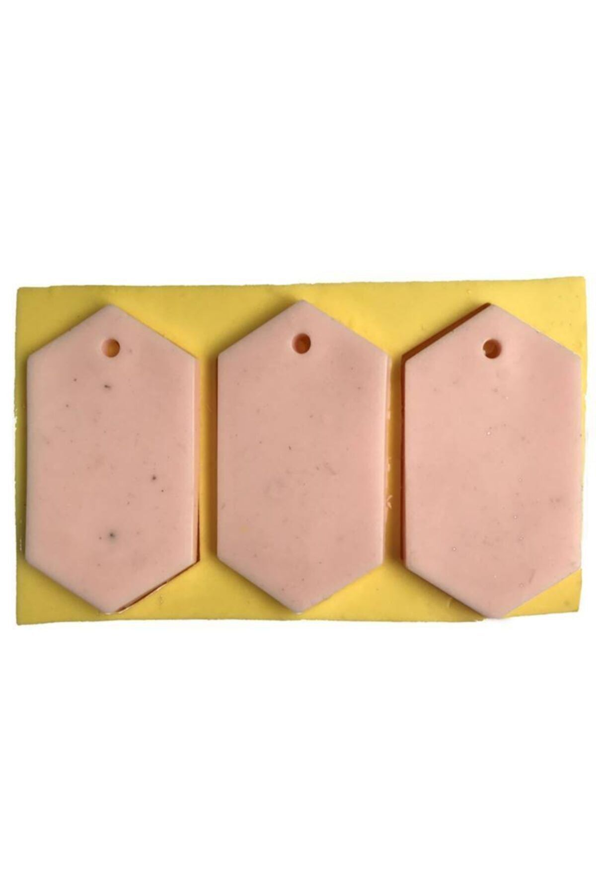 DEKORANLA Uzun Altıgen Silikon Kalıp, Takı için, 7x4x0.5 cm, Üçlü, Sarı