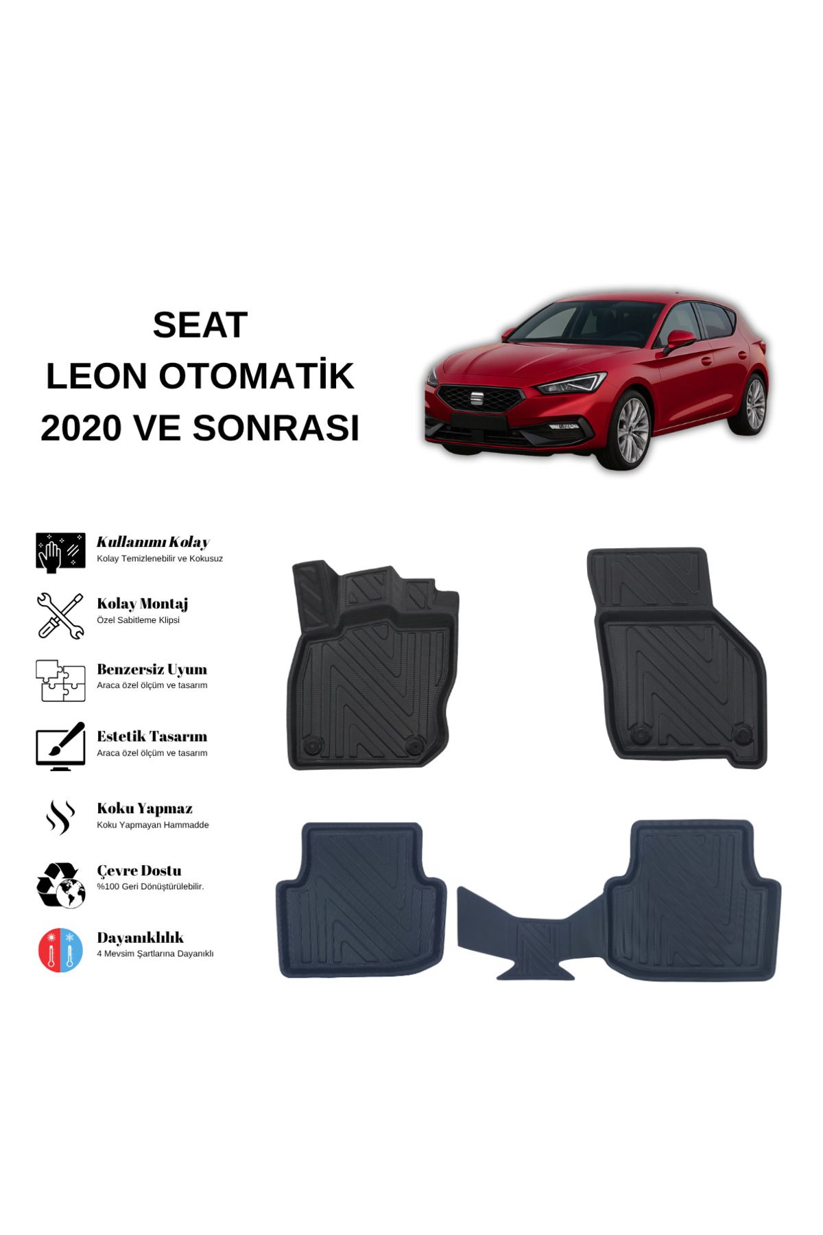 AutoWeller Seat Leon Otomatik Vites 2020 ve Sonrası 3D Havuzlu Oto Paspas