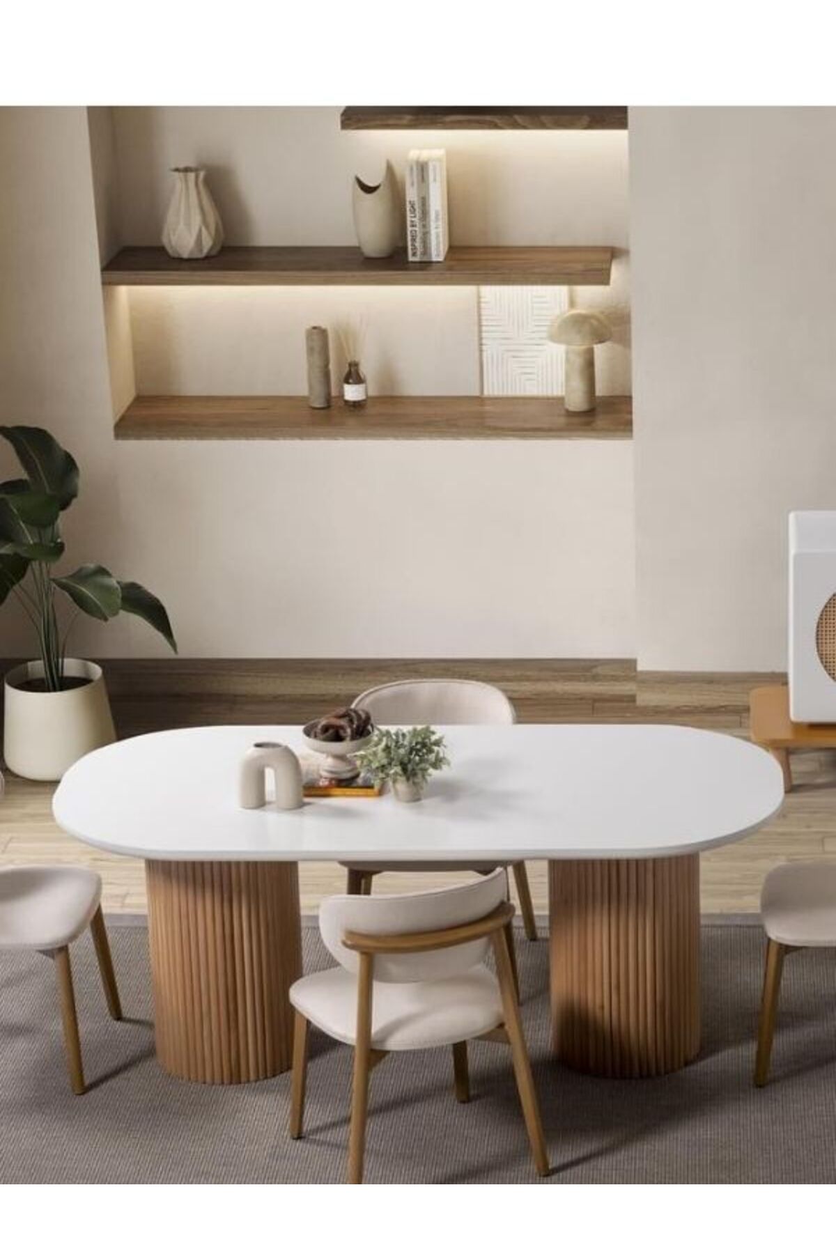 Gazzini Furniture Gaia İskandinav Oval Natural Ahşap Bohem Masa 80x180