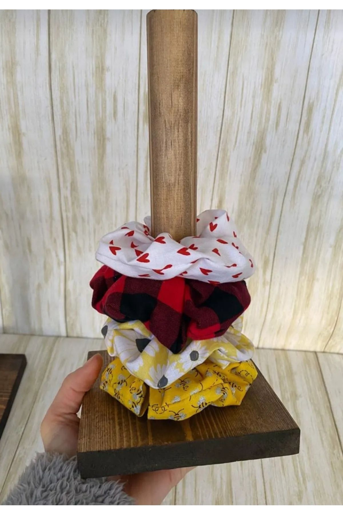 DEKORANLA Kahverengi Ahşap Toka Standı, 30cm, şık ve fonksiyonel peçetelik aksesuarı