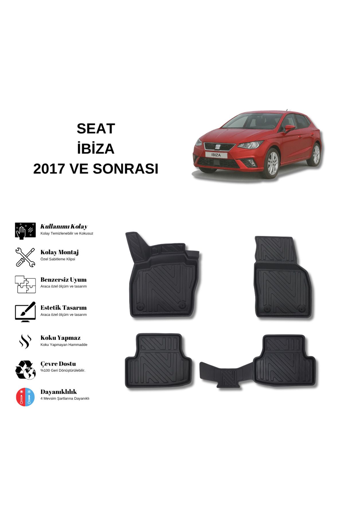 AutoWeller Seat İbiza 2017 ve Sonrası 3D Havuzlu Oto Paspas