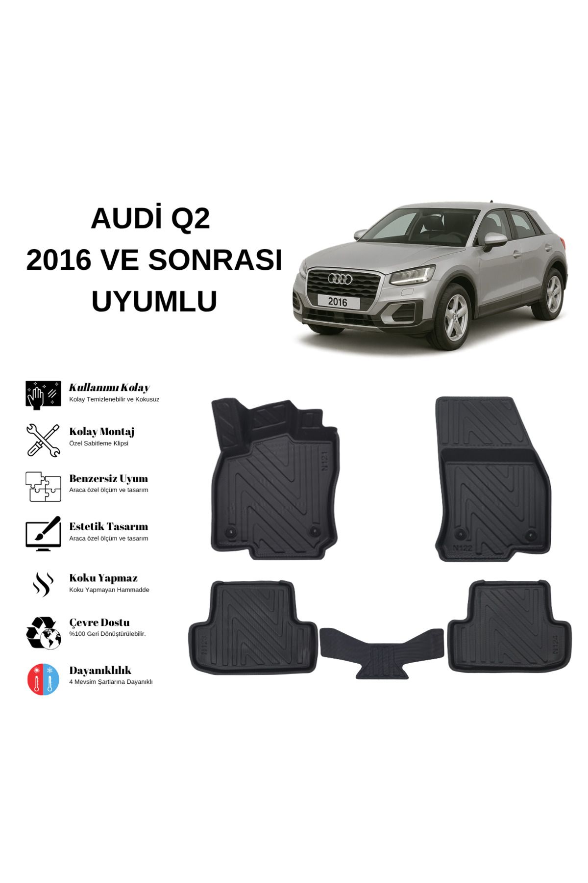 AutoWeller Audi Q2 2016 ve Sonrası 3D Havuzlu Oto Paspas