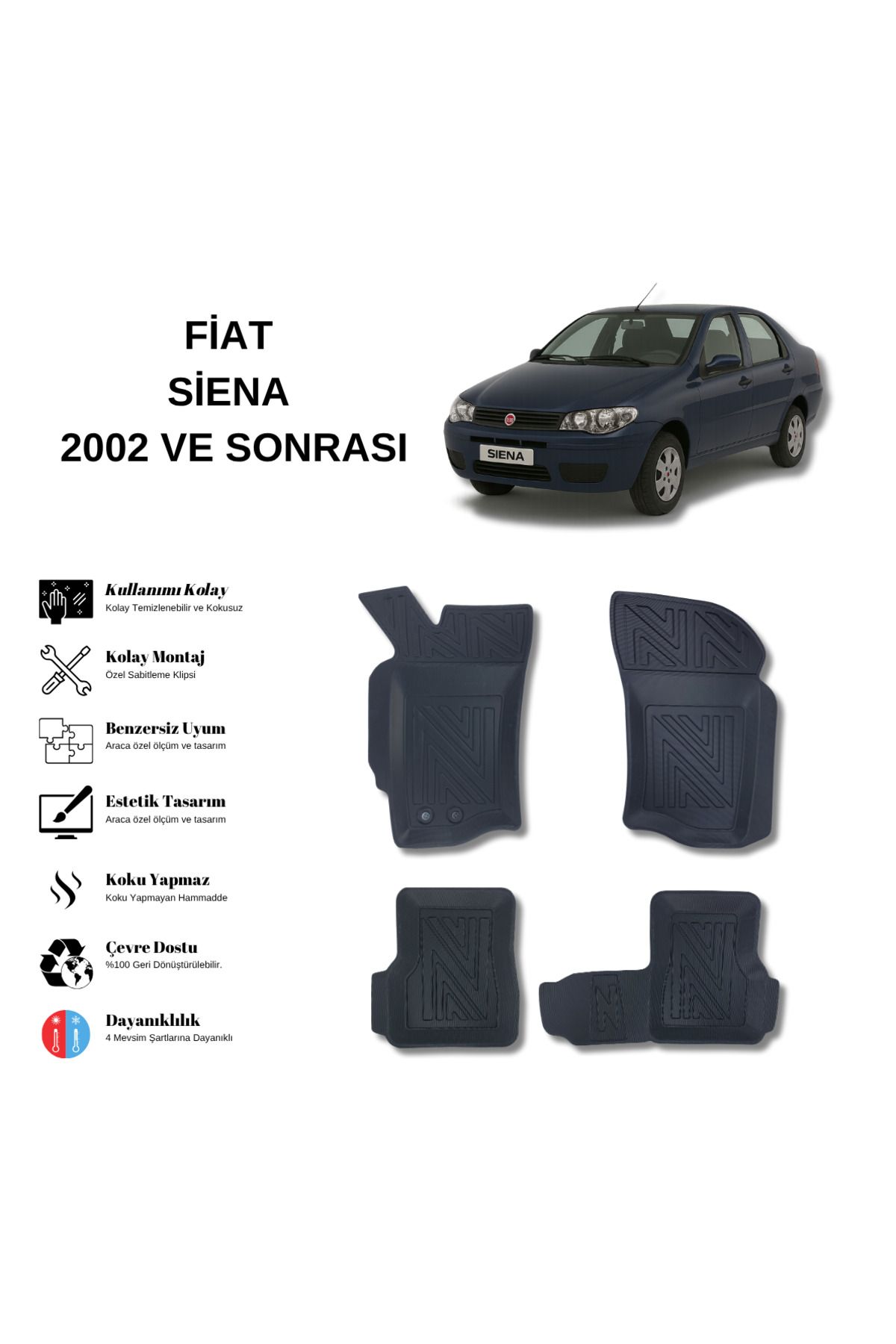 AutoWeller Fiat Siena 2002 ve Sonrası 3D Havuzlu Oto Paspas