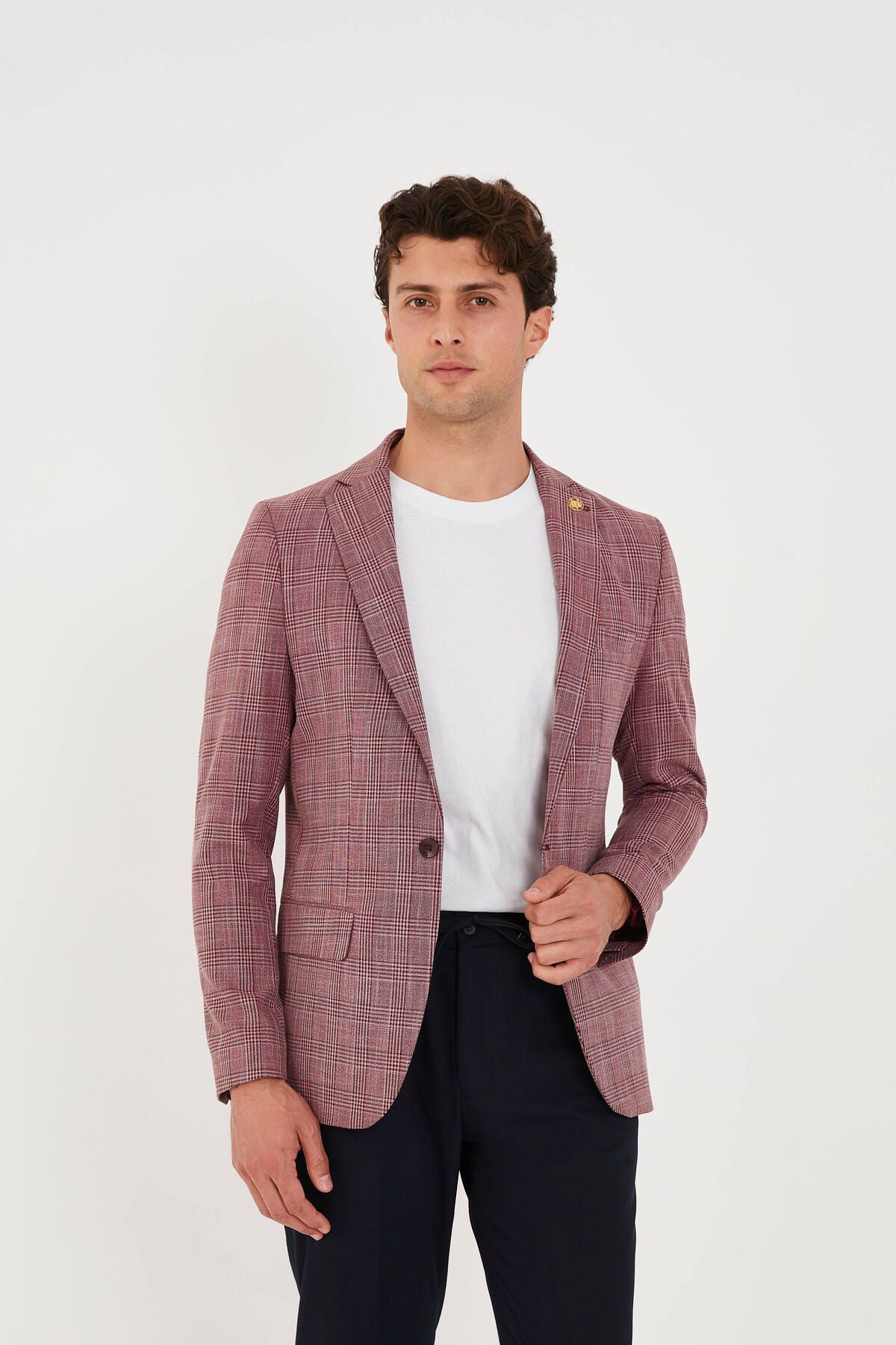 The Tailor Classics Ekoseli Çift Yırtmaçlı Blazer Ceket