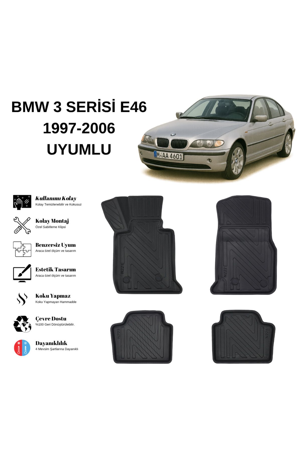 AutoWeller Bmw 3 Serisi E46 1997-2006 3D Havuzlu Oto Paspas