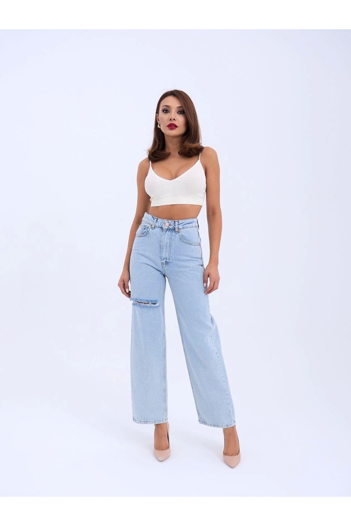 KEREM YAPI MARKET 6491 DENİM WIDE LEG-AÇIK MAVİ