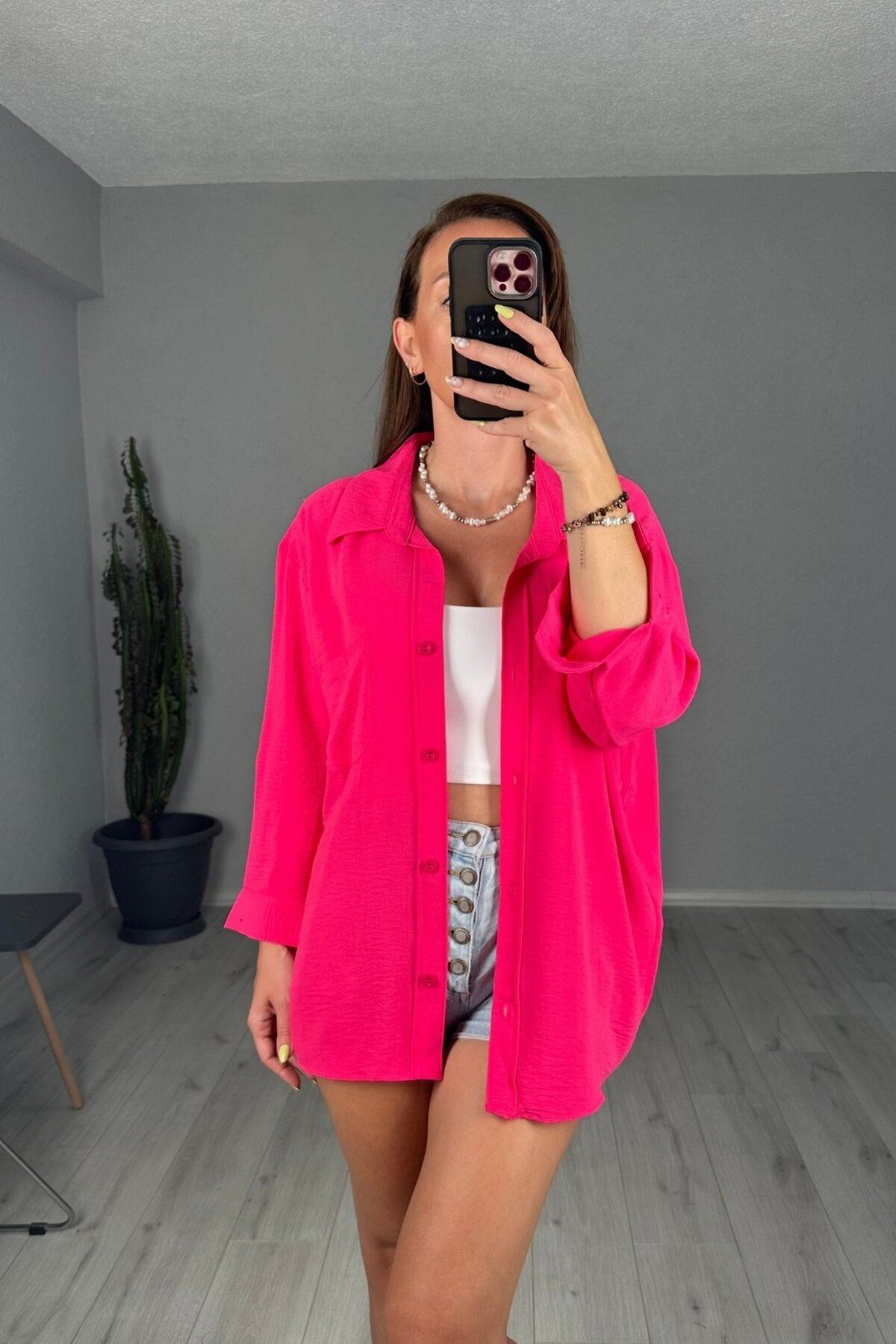 lady special Kadın Ayrobin Oversize Cepli Gömlek