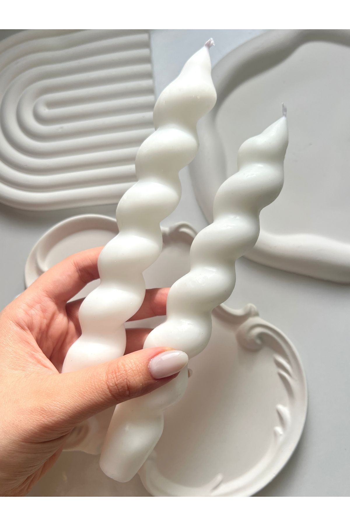 DEKORANLA Kokulu Burgu Model Soya Mum Seti, Beyaz, 2'li Paket