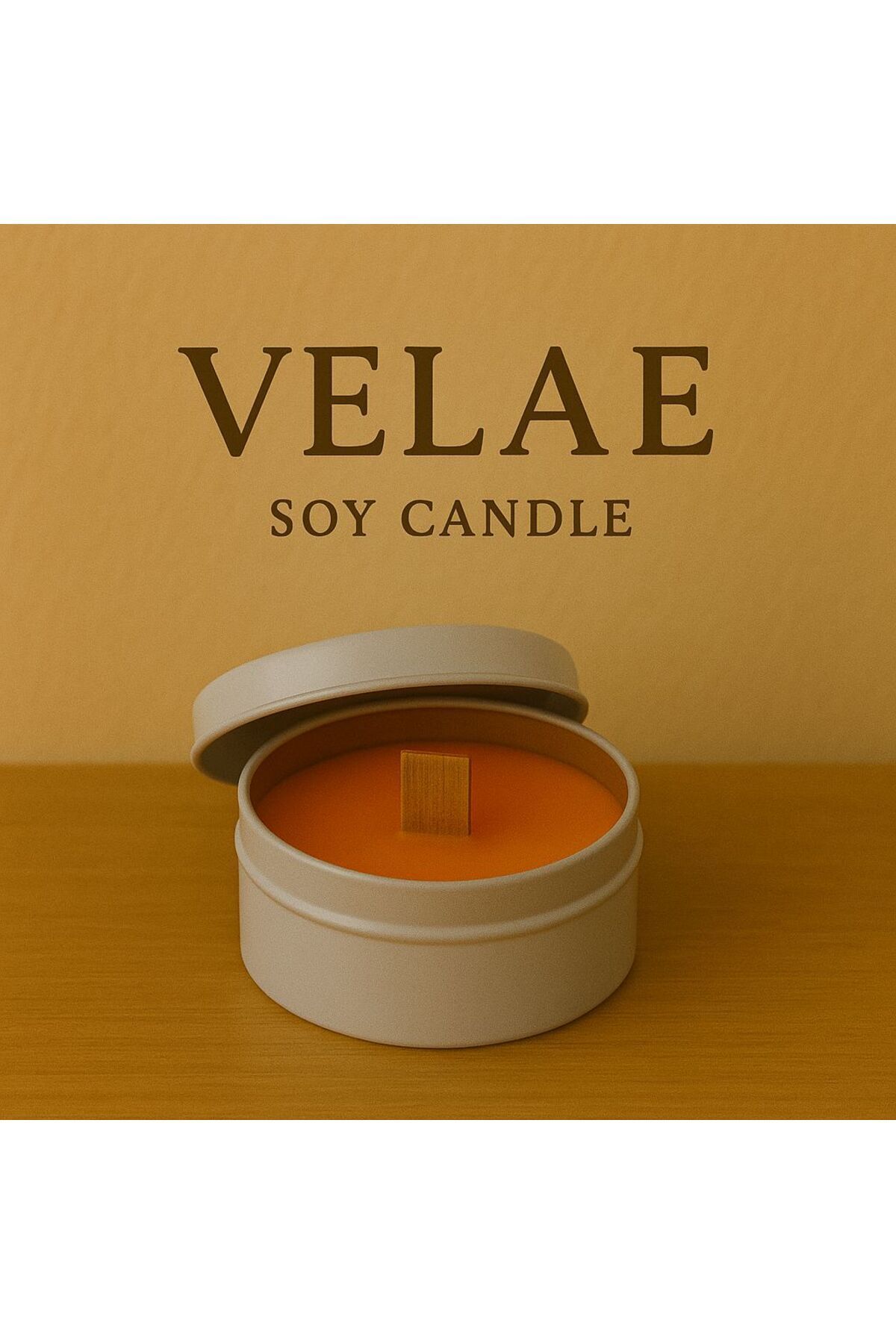 DEKORANLA El yapımı doğal soya wax mum, metal kutuda, sıcak ve rahatlatıcı koku