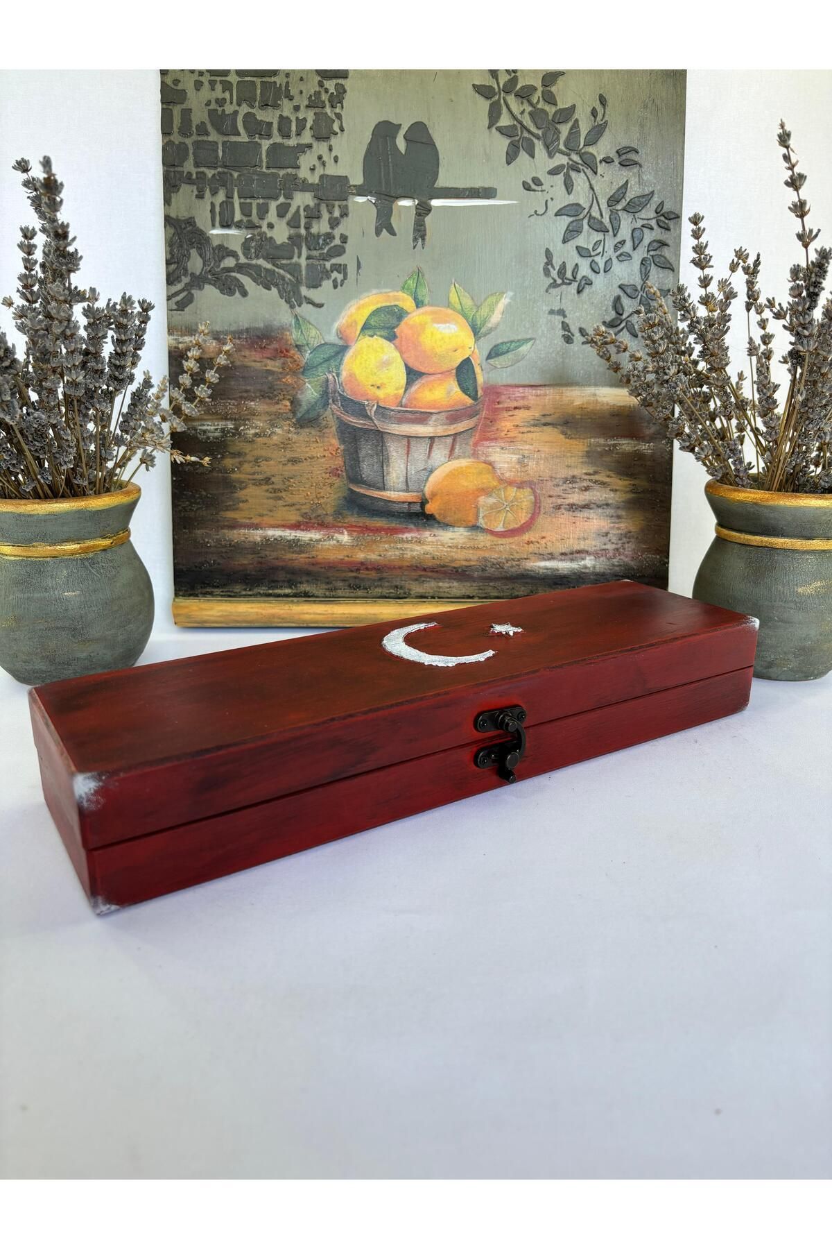 DEKORANLA Kırmızı Ahşap Takı Kutusu ve Organizer, Şık ve Kullanışlı Düğün Hediyesi