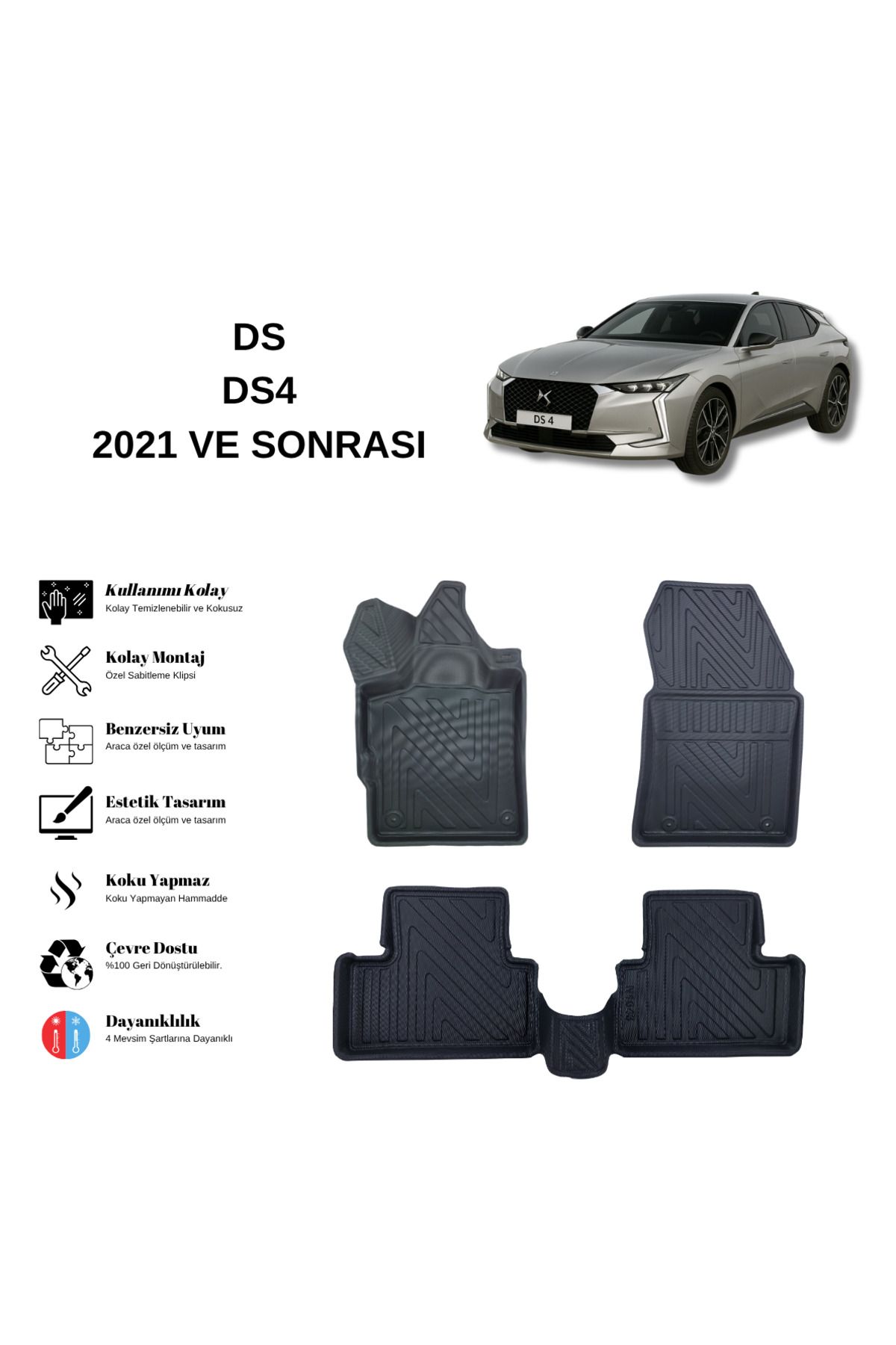 AutoWeller Ds4 2021 ve Sonrası 3D Havuzlu Oto Paspas