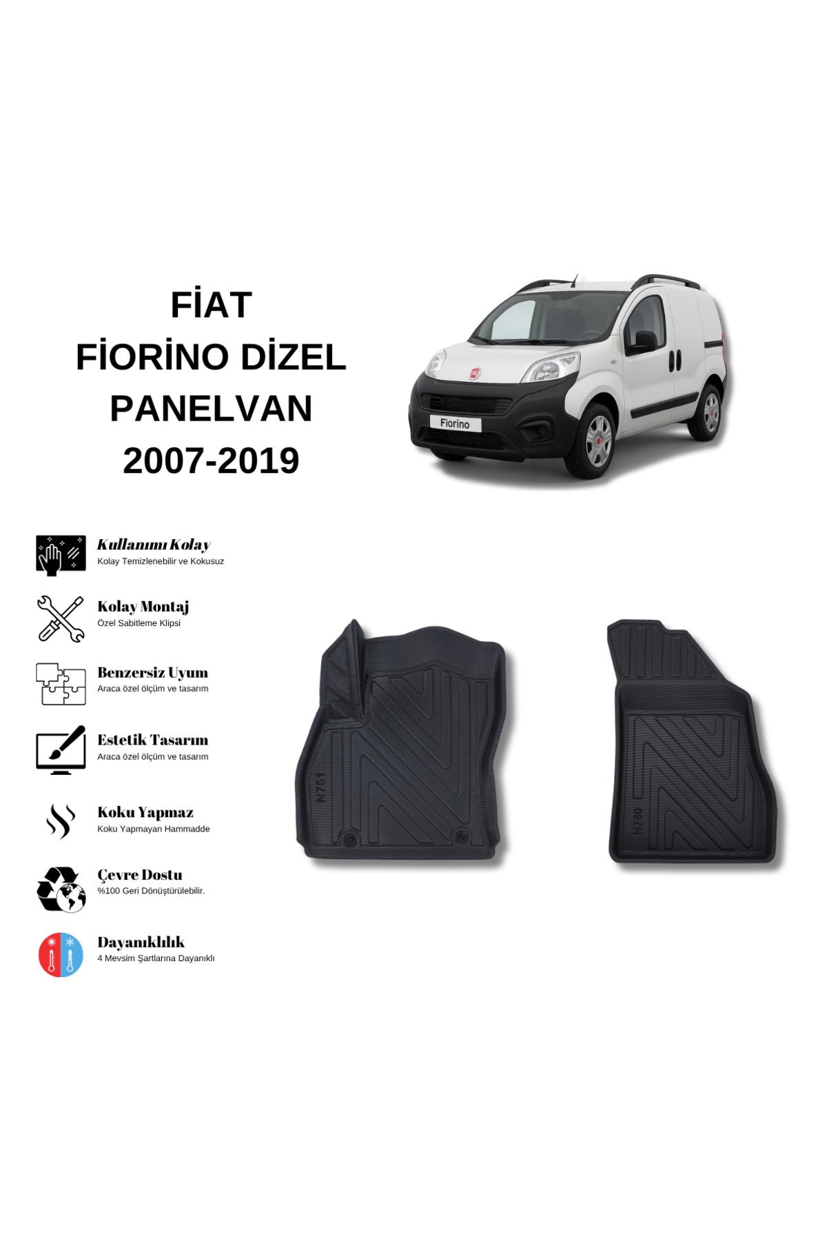 AutoWeller Fiat Fiorino Dizel Panelvan 2007-2019 3D Havuzlu Oto Paspas