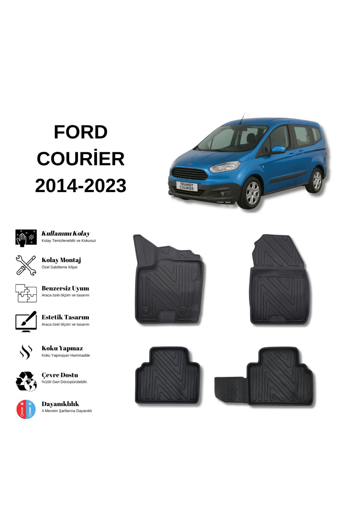 AutoWeller Ford Courier 2014-2023 3D Havuzlu Oto Paspas