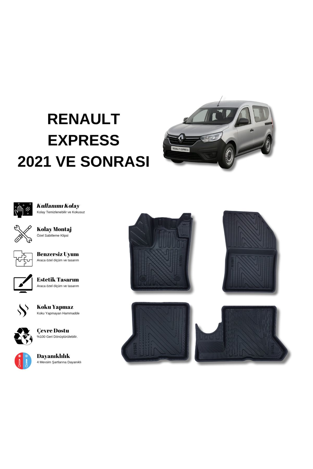 AutoWeller Renault Express 2021 ve Sonrası 3D Havuzlu Oto Paspas