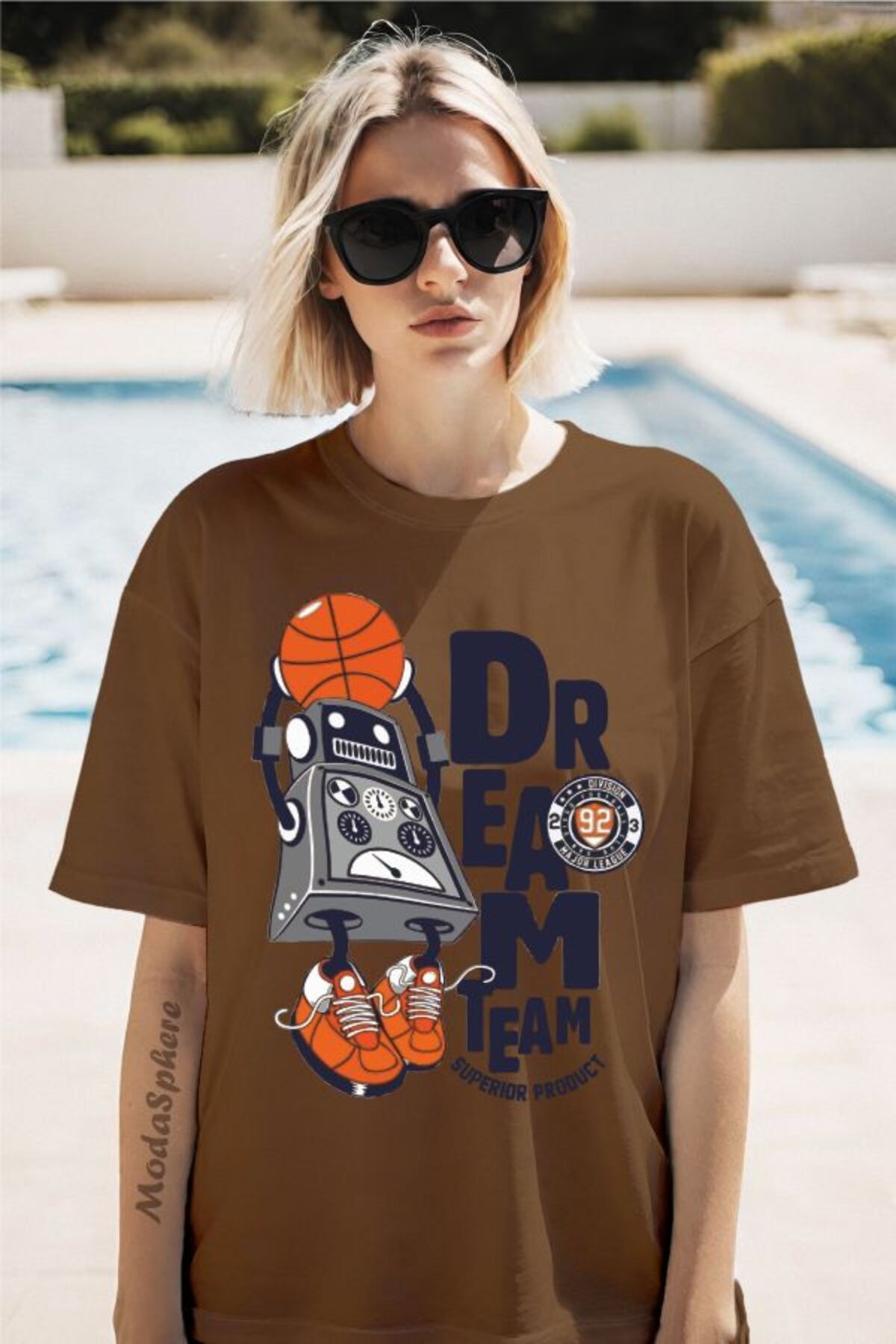 ModaSphere Dream Time Baskılı Kısa Kollu Oversize Tişört