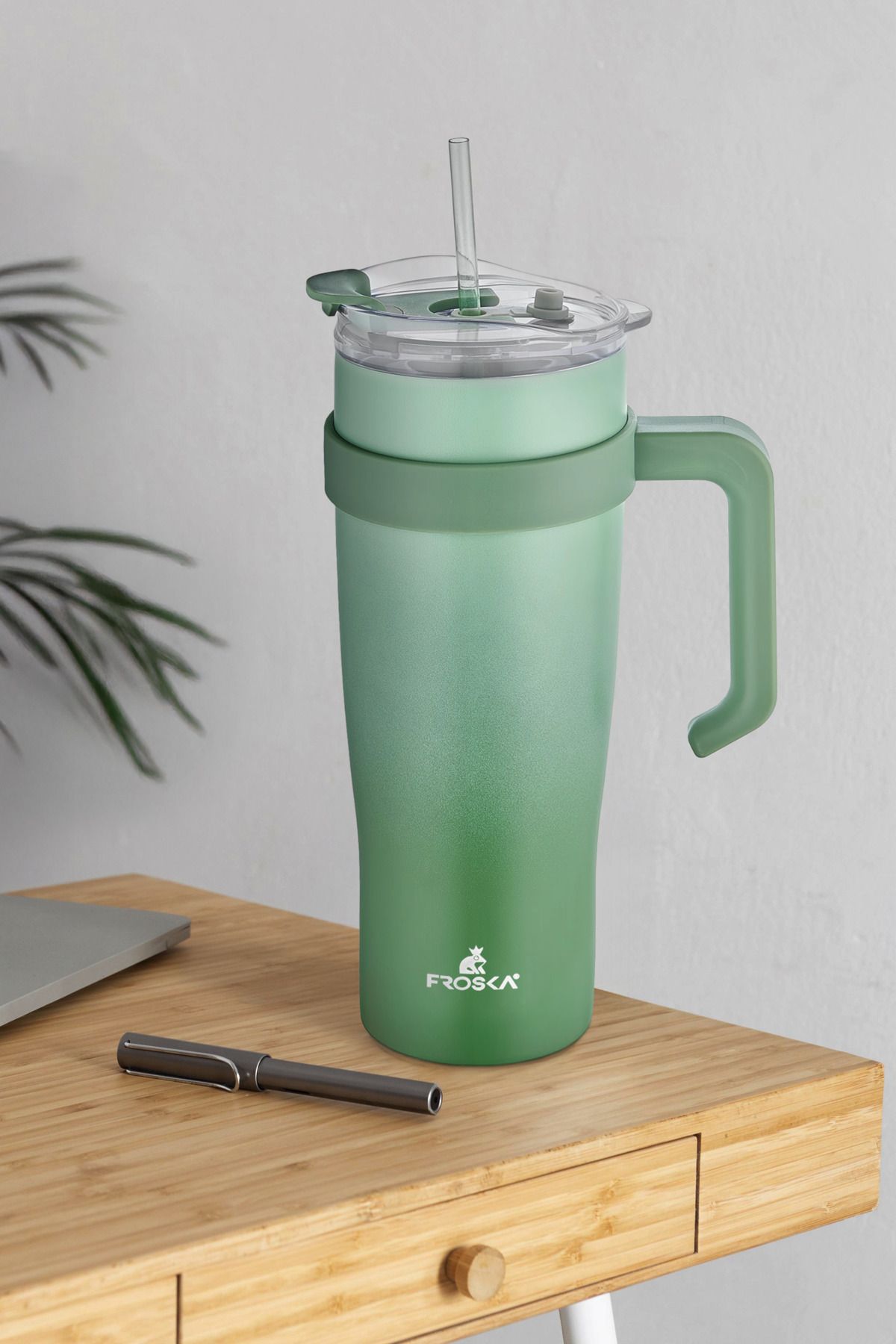 NESS HOME İçi 304 kalite Paslanmaz Çelik 1000 ml Pipetli Termos Çift Katmanlı Renk Geçişli , Sızdırmaz Bardak