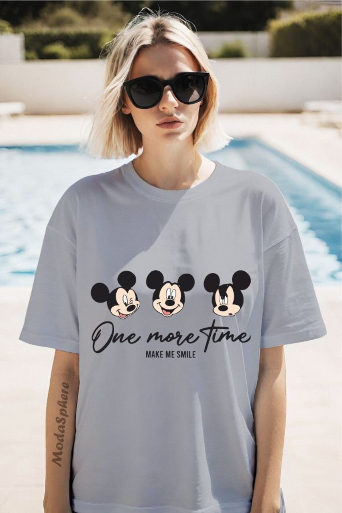 ModaSphere One More Time Baskılı Unisex Oversize Tişört