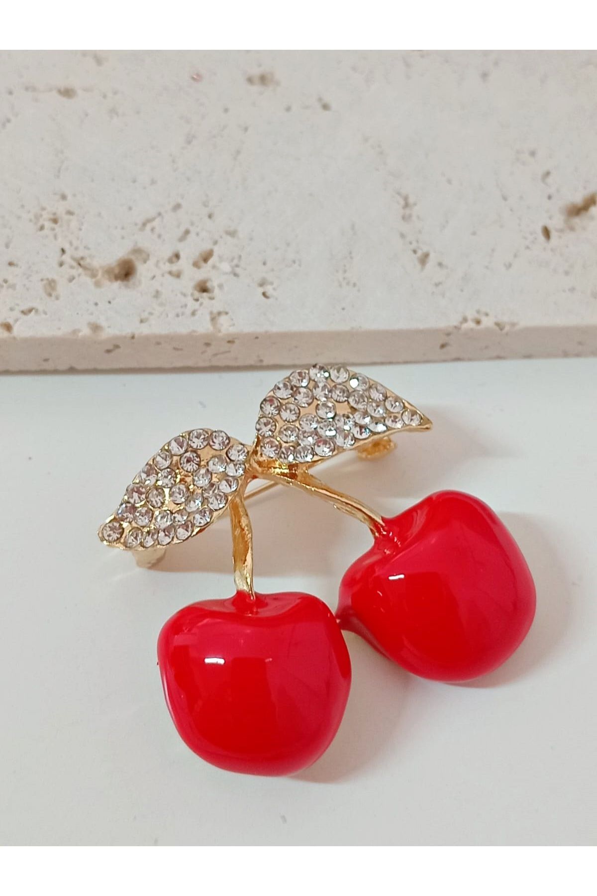 mos&more Kırmızı Kiraz İthal Broş