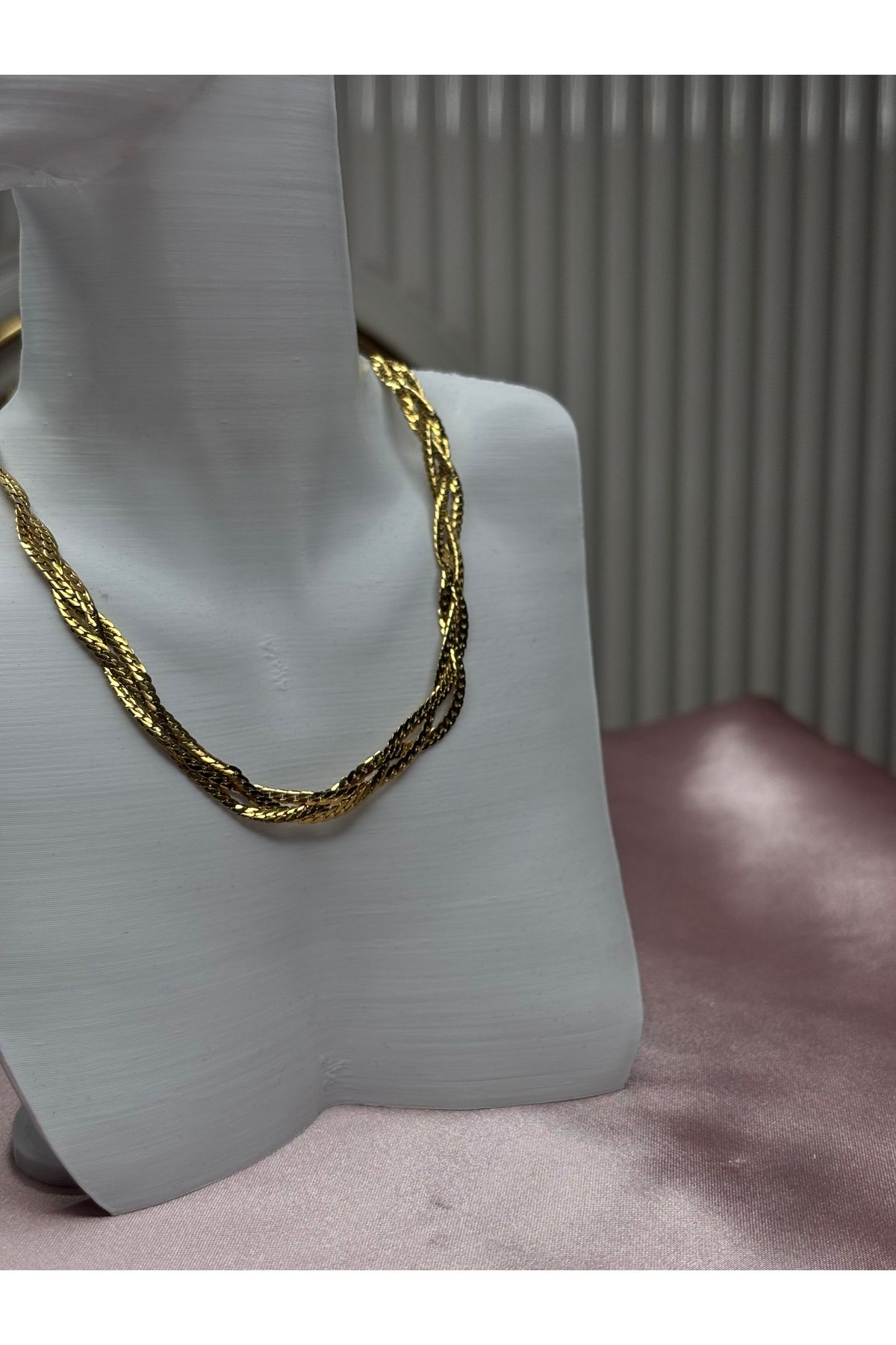 Glamour Gold örgü model çelik kolye