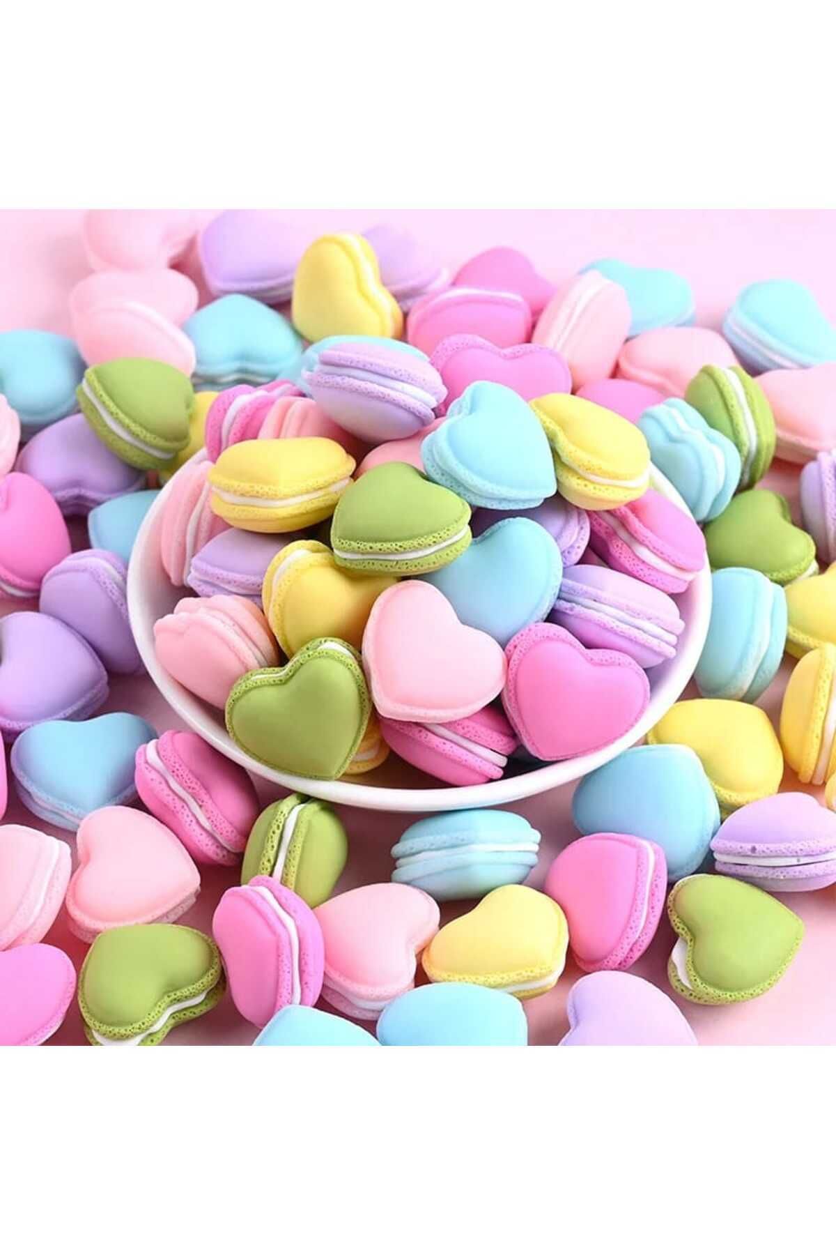 DEKORANLA 4'lü Kalp Makaron Silikon Kalıbı, Pembe, Şık ve Kullanışlı Mutfak Aksesuarı