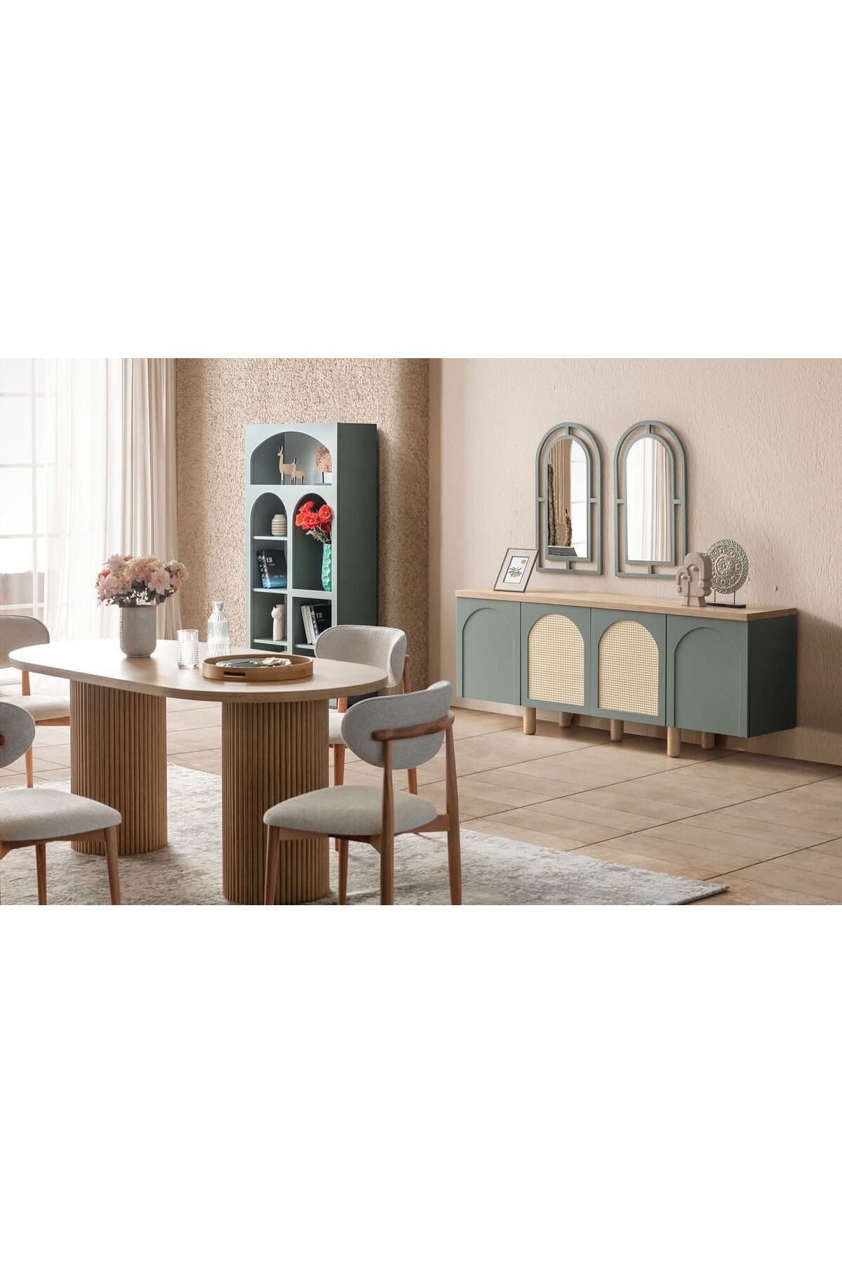 Gazzini Furniture Zenith İskandinav Oval Natural Ahşap Bohem Masa 90x190
